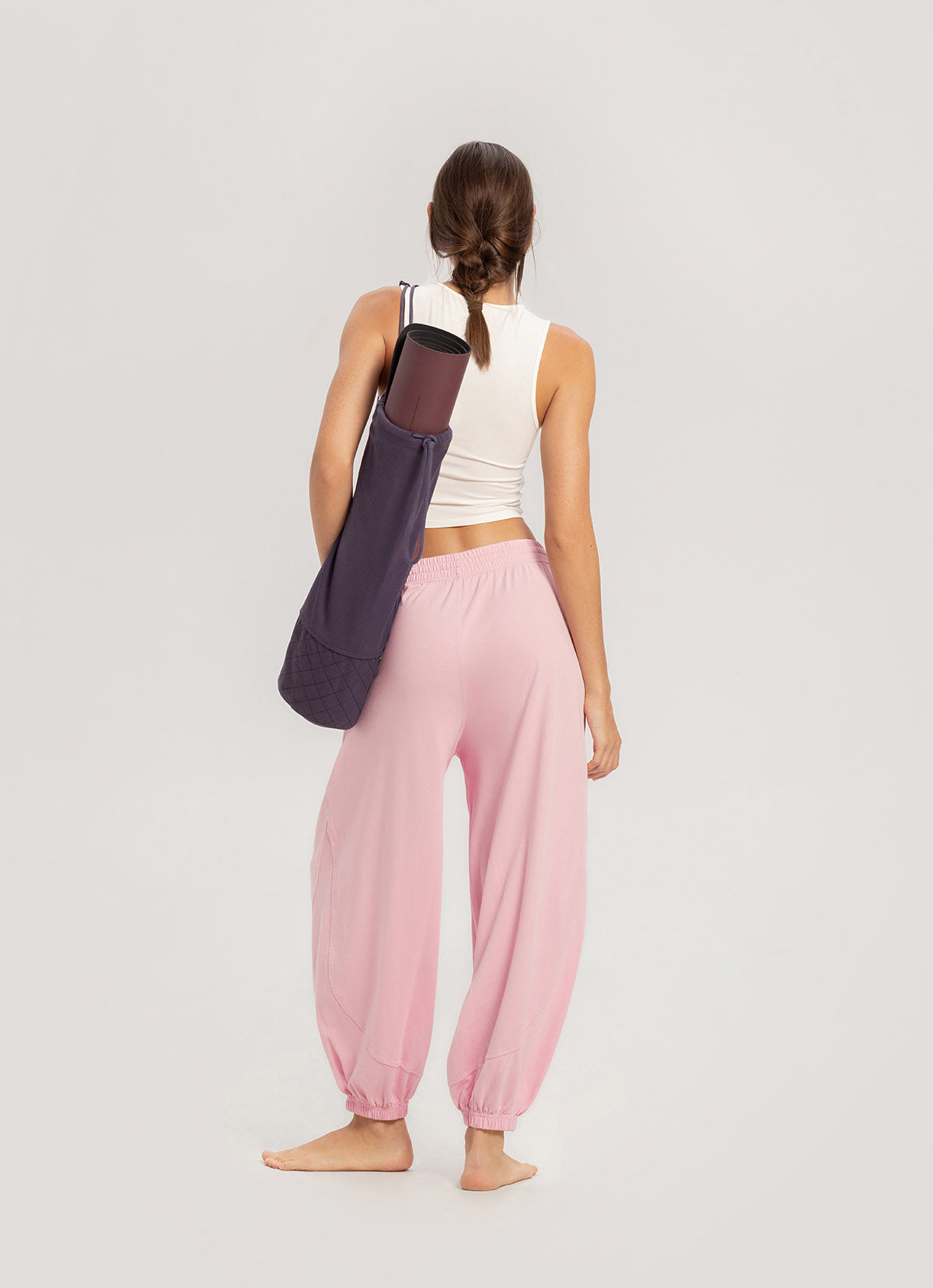 Diagonal jogger pants (Unisex)_Sweet Lilac
