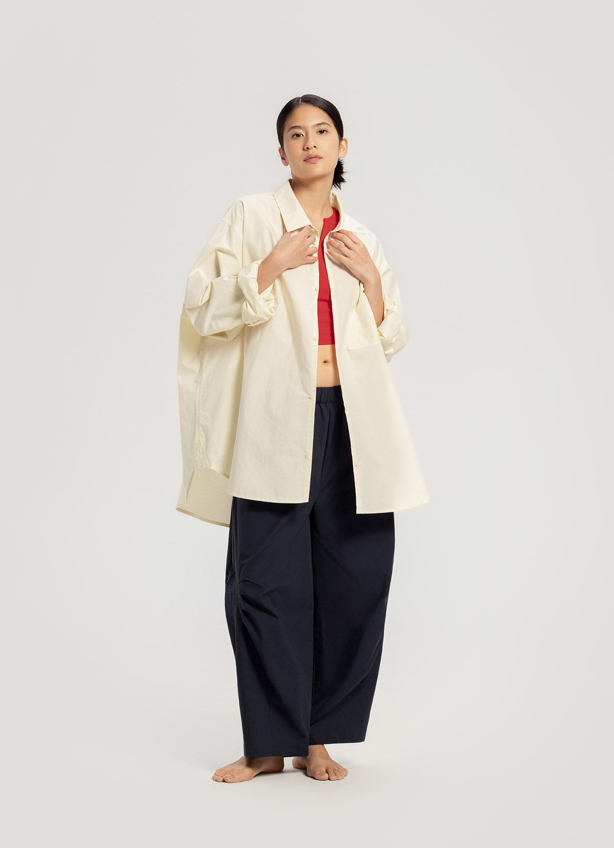 Overfit pocket shirts (Unisex)_Cream