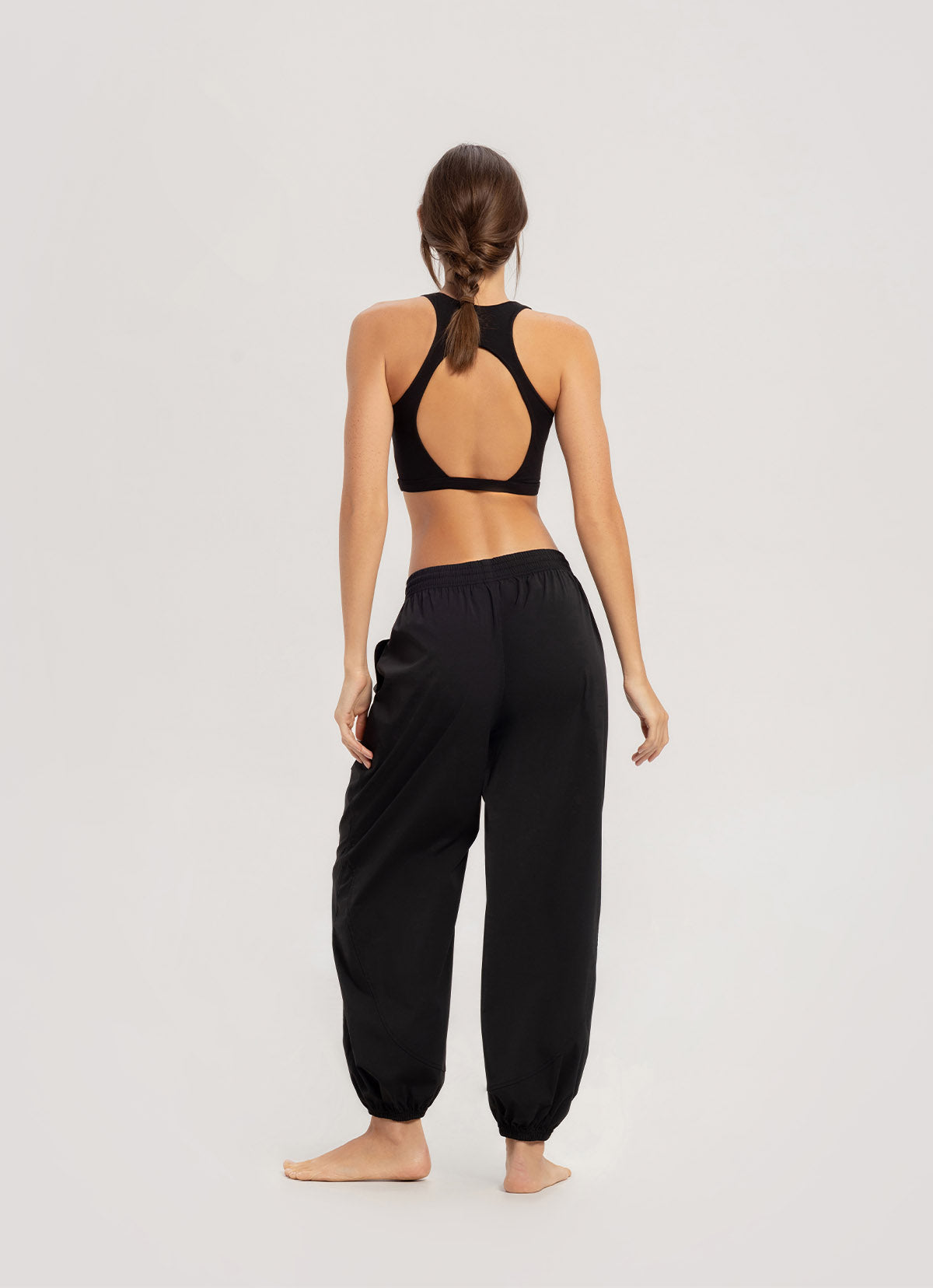 Diagonal jogger pants (Nylon ver.)_Black