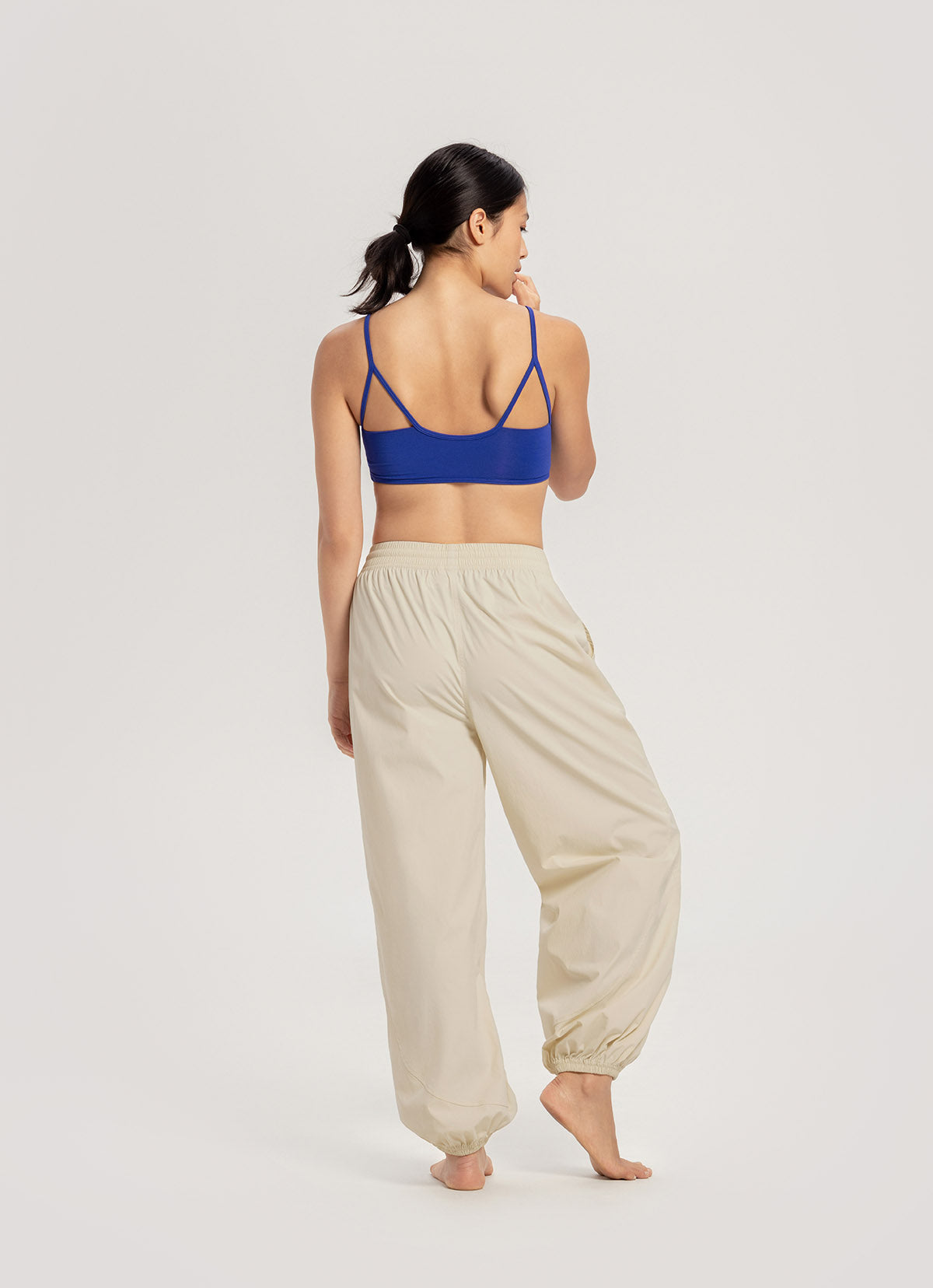 Diagonal jogger pants (Nylon ver.)_Bone White