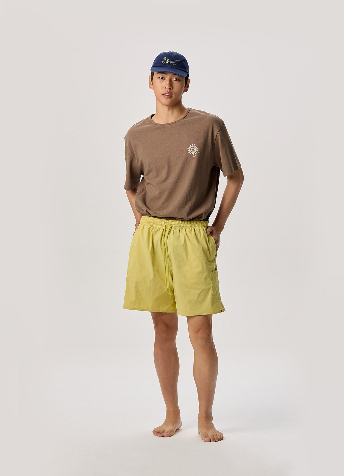 Pocket wide shorts (Unisex)_Muted Lime