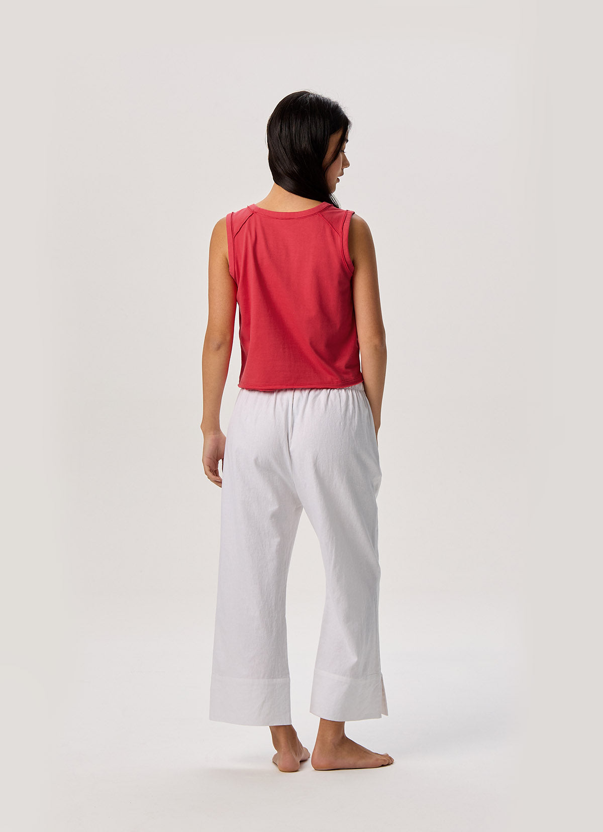 Linen crop pants_White