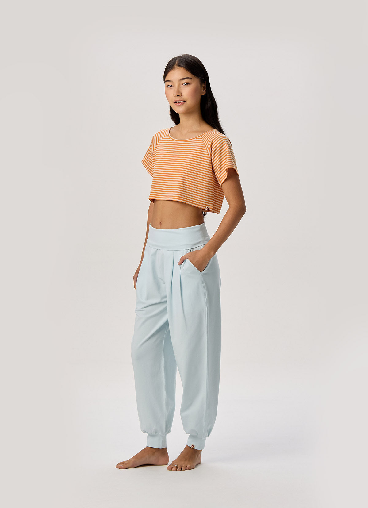 Belly short sleeve_stripe_Orange Multi