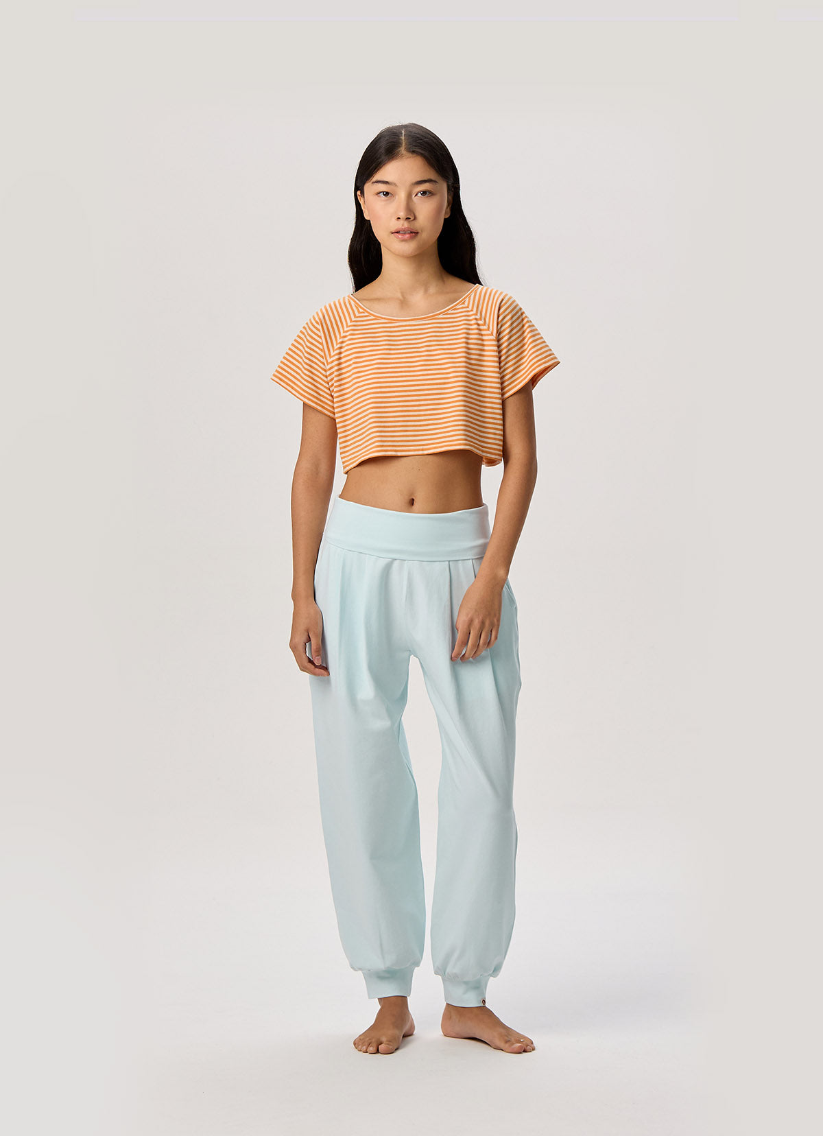 Belly short sleeve_stripe_Orange Multi