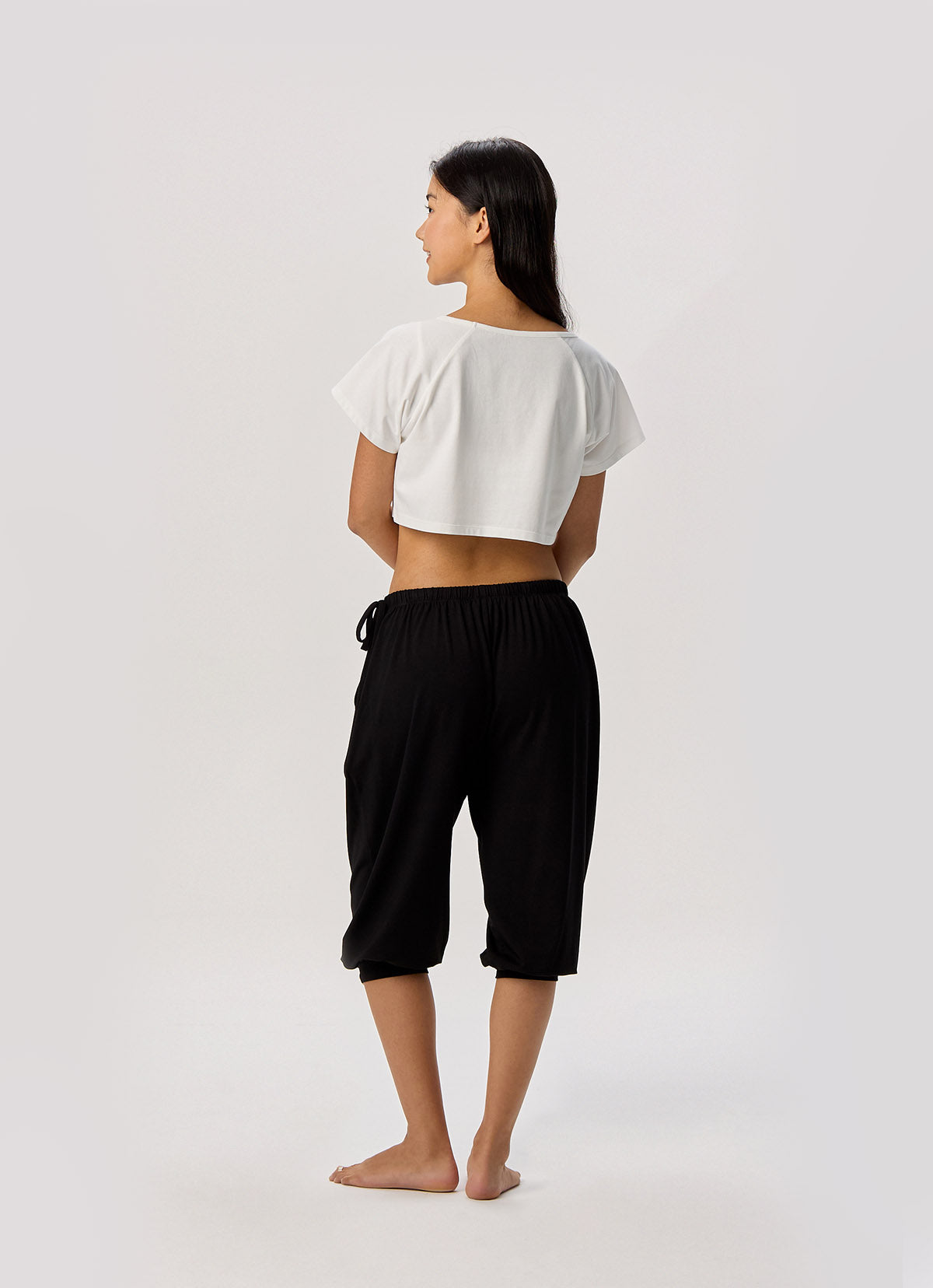 Shirring half pants_Black