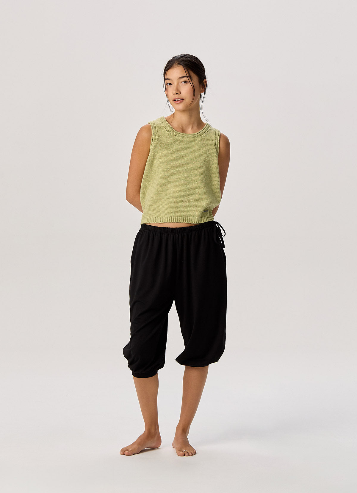 Linen rolled knit top_Lint