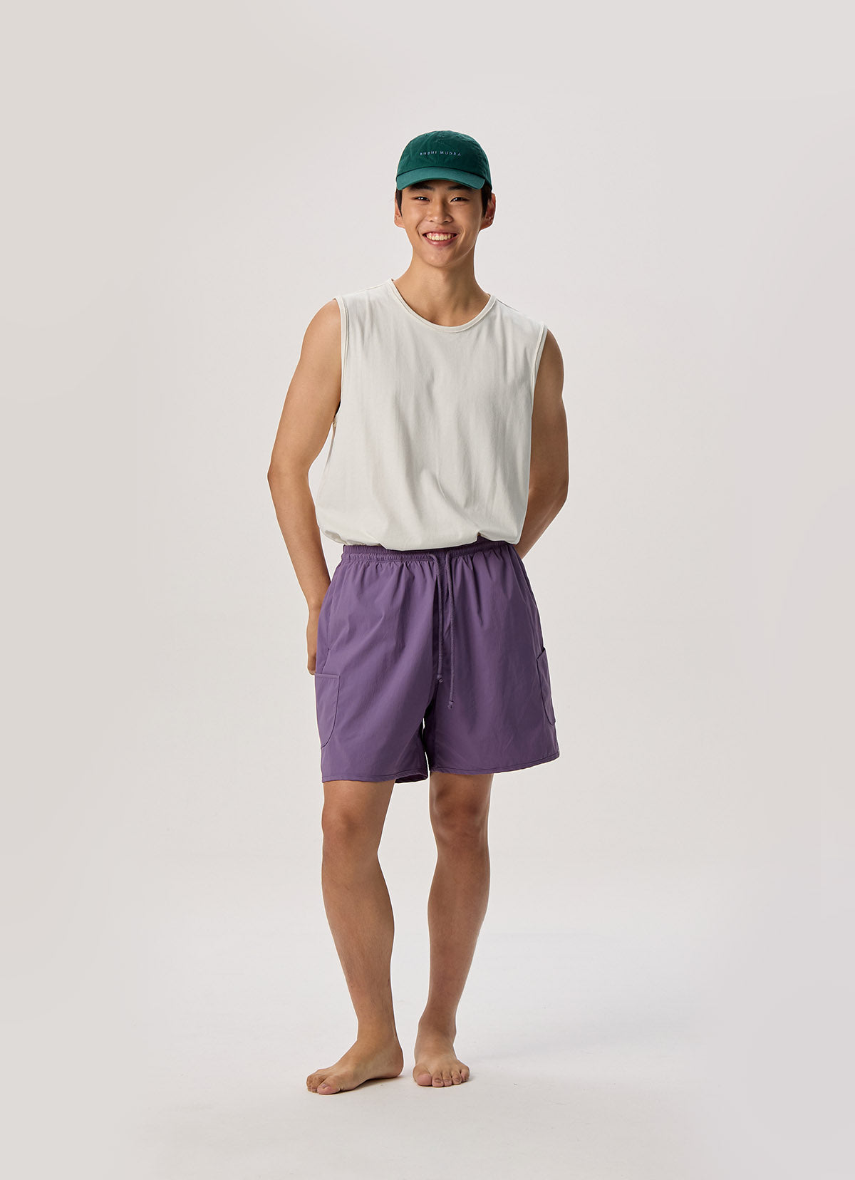 Pocket wide shorts (Unisex)_Grape Compote