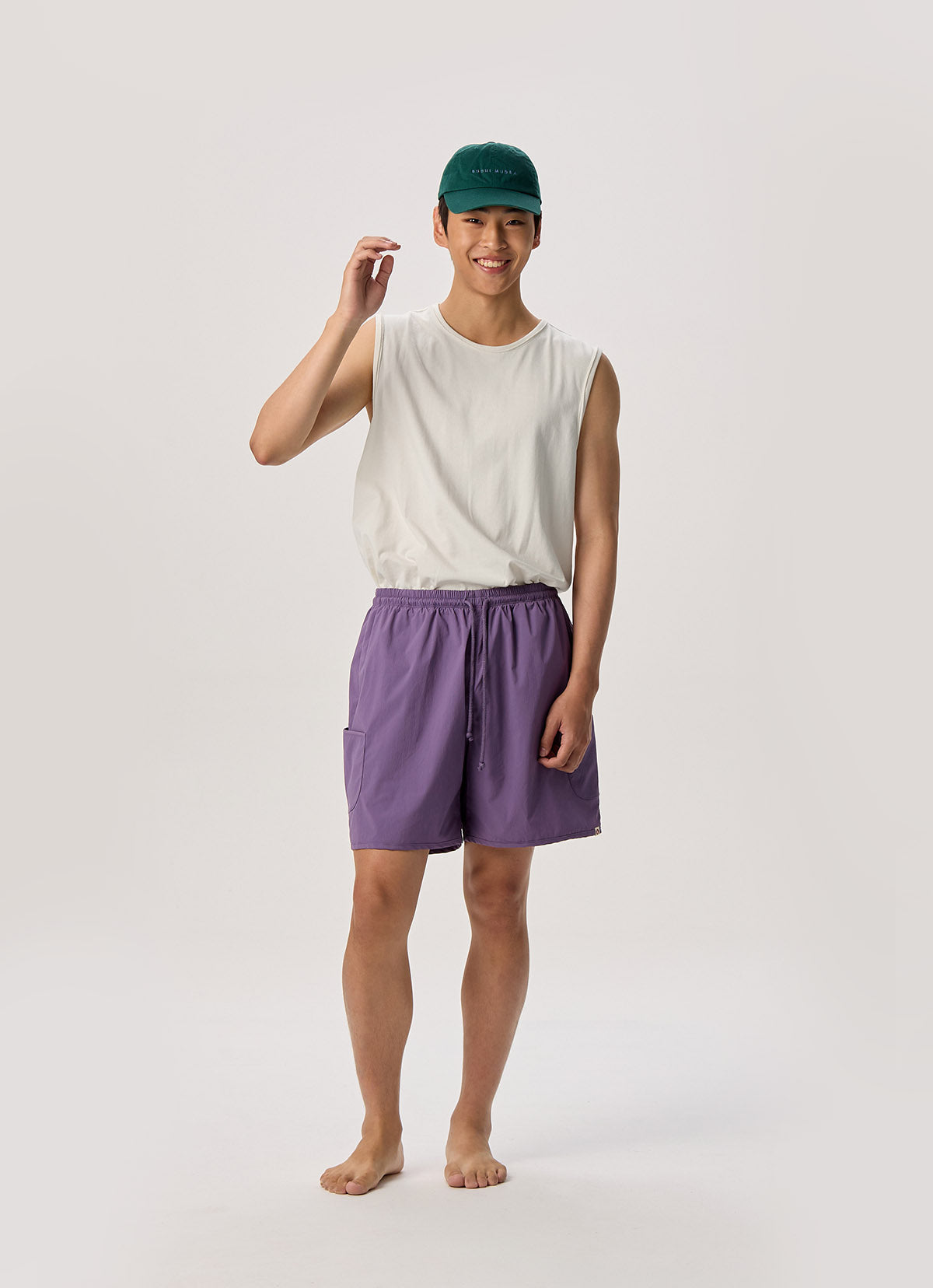 Pocket wide shorts (Unisex)_Grape Compote