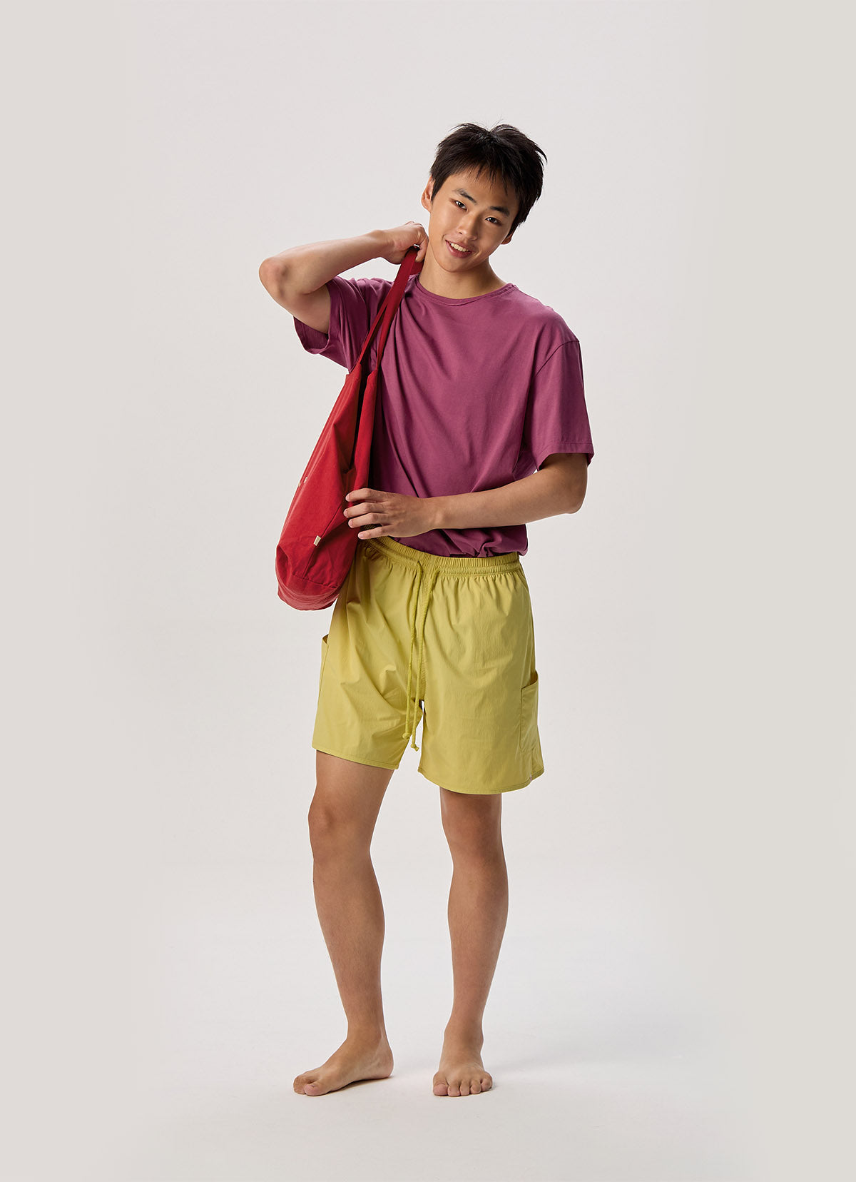 Pocket wide shorts (Unisex)_Muted Lime