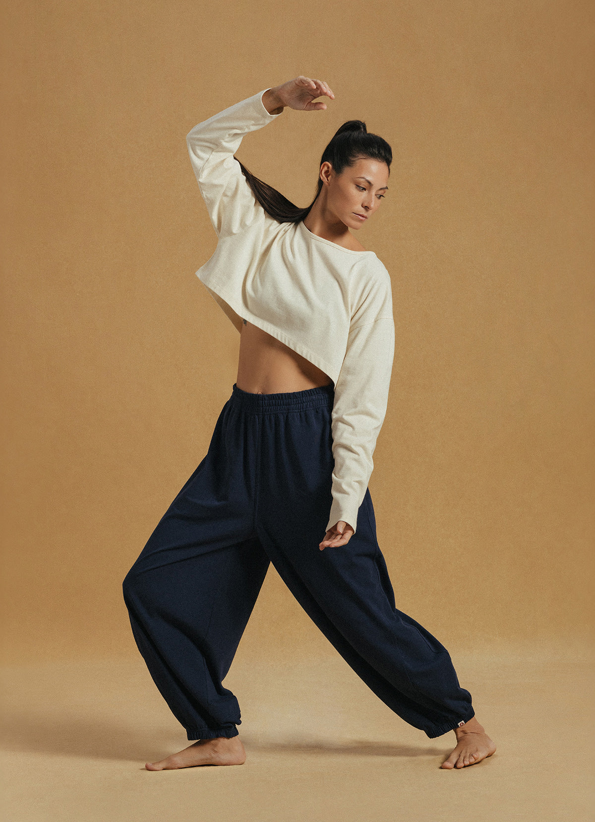 Diagonal jogger pants (Unisex)_Navy