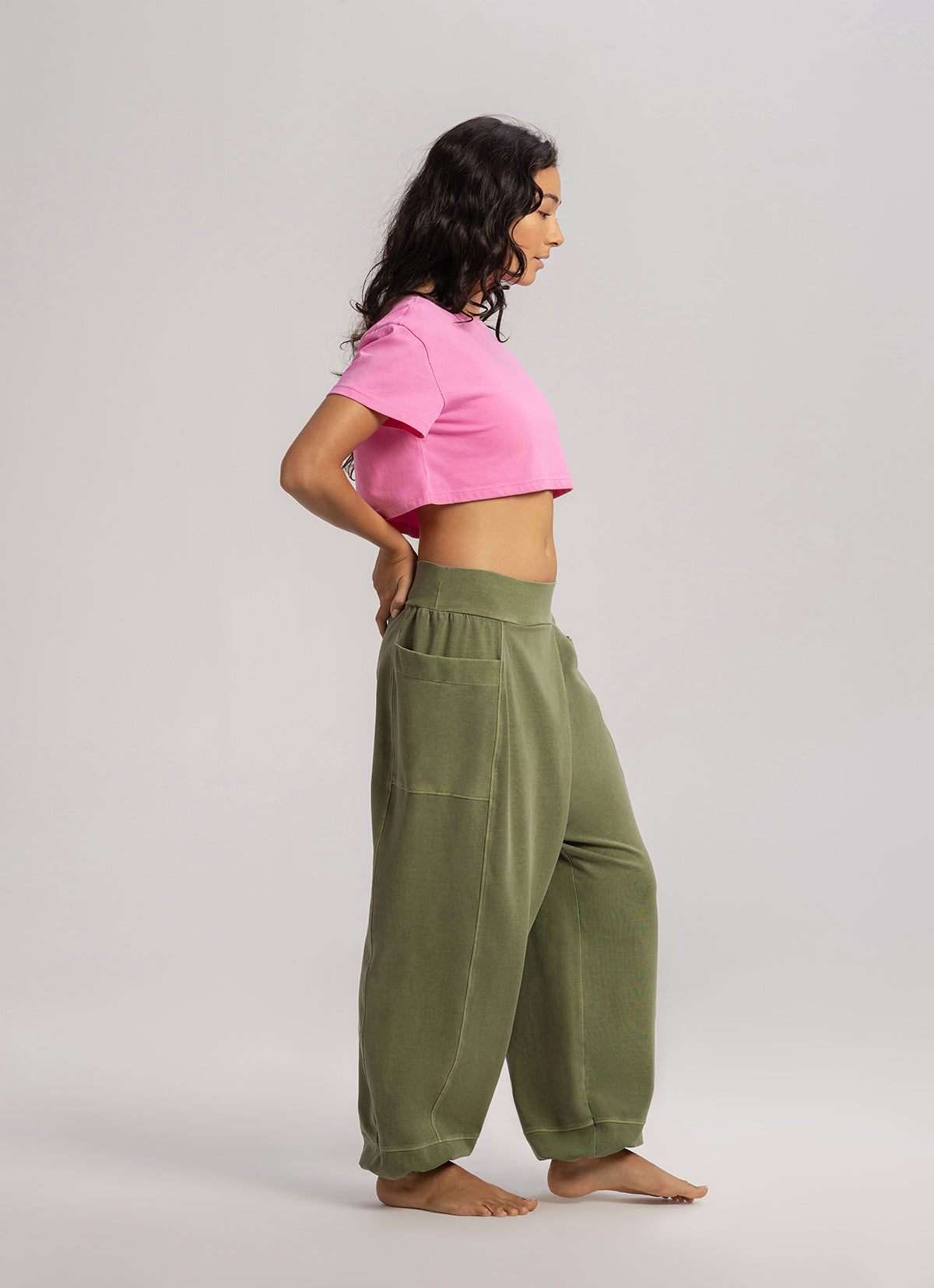 Wrap pocket pants (Unisex)_Olive