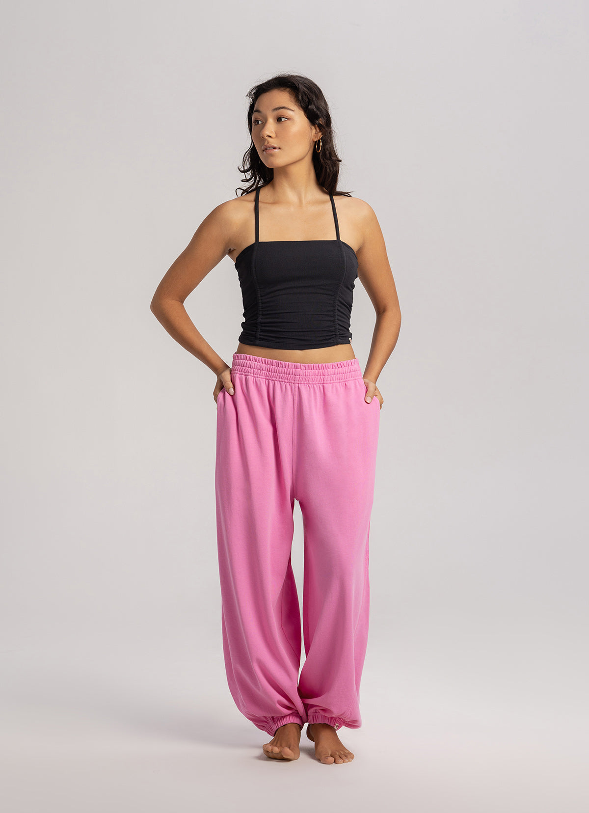 Diagonal jogger pants (Unisex)_Pink