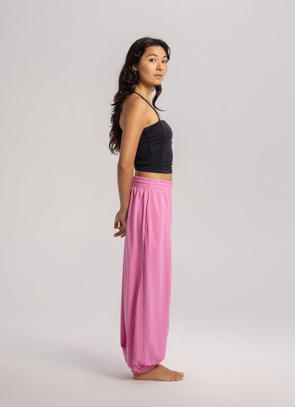 Diagonal jogger pants (Unisex)_Pink