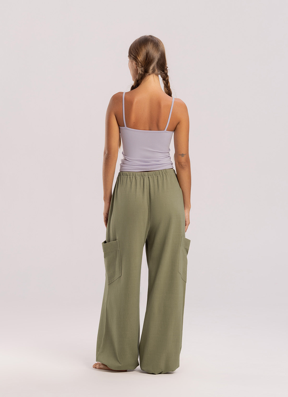 Out pocket wide pants_Khaki