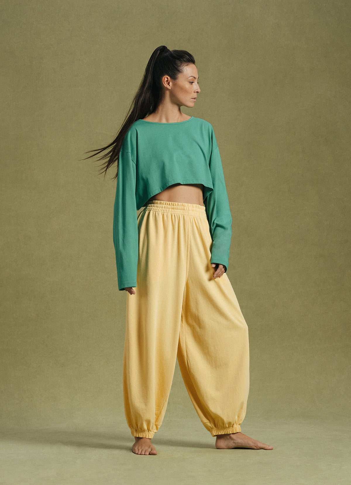 Diagonal jogger pants_Yellow