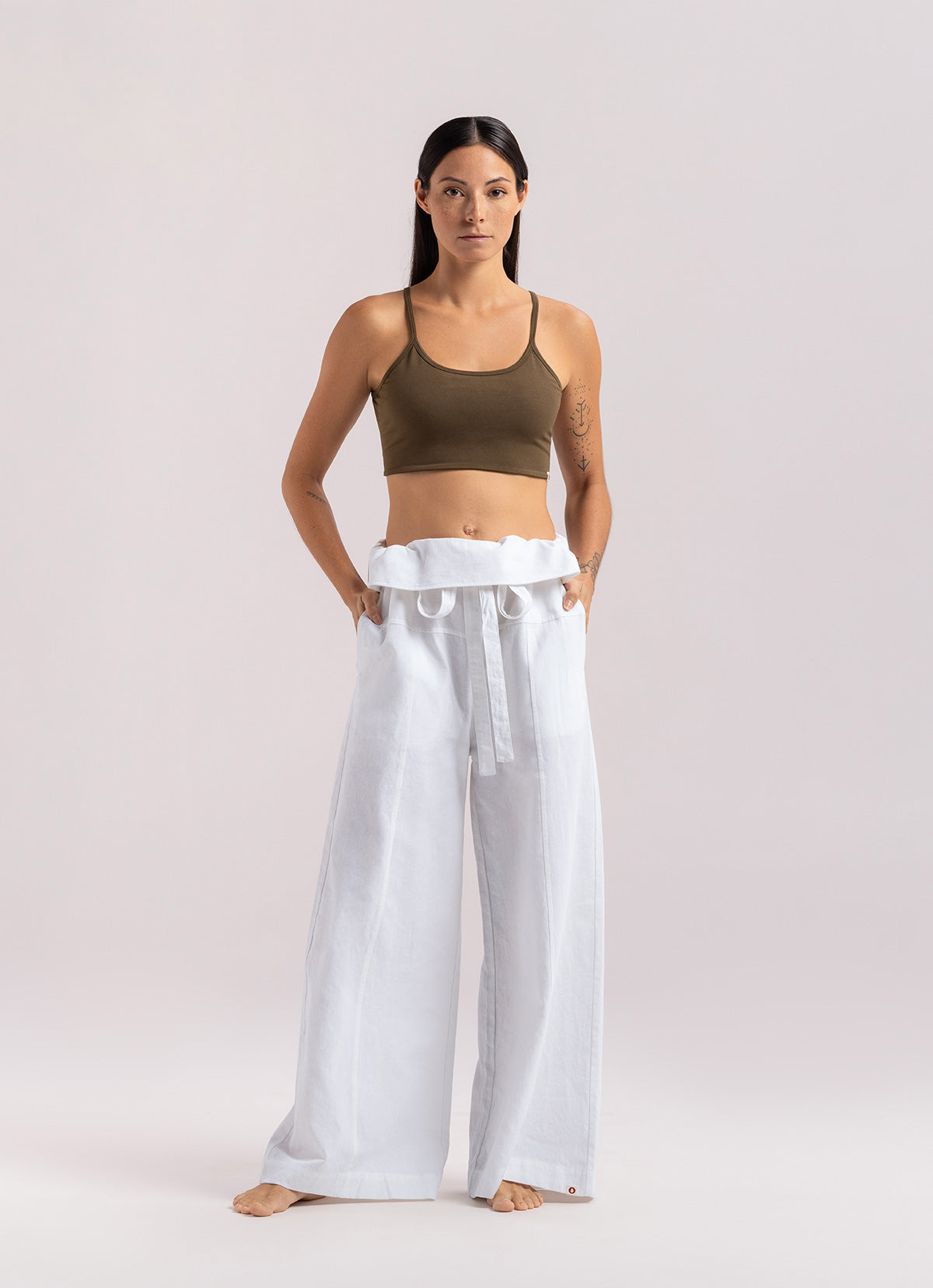 Linen string pants_White