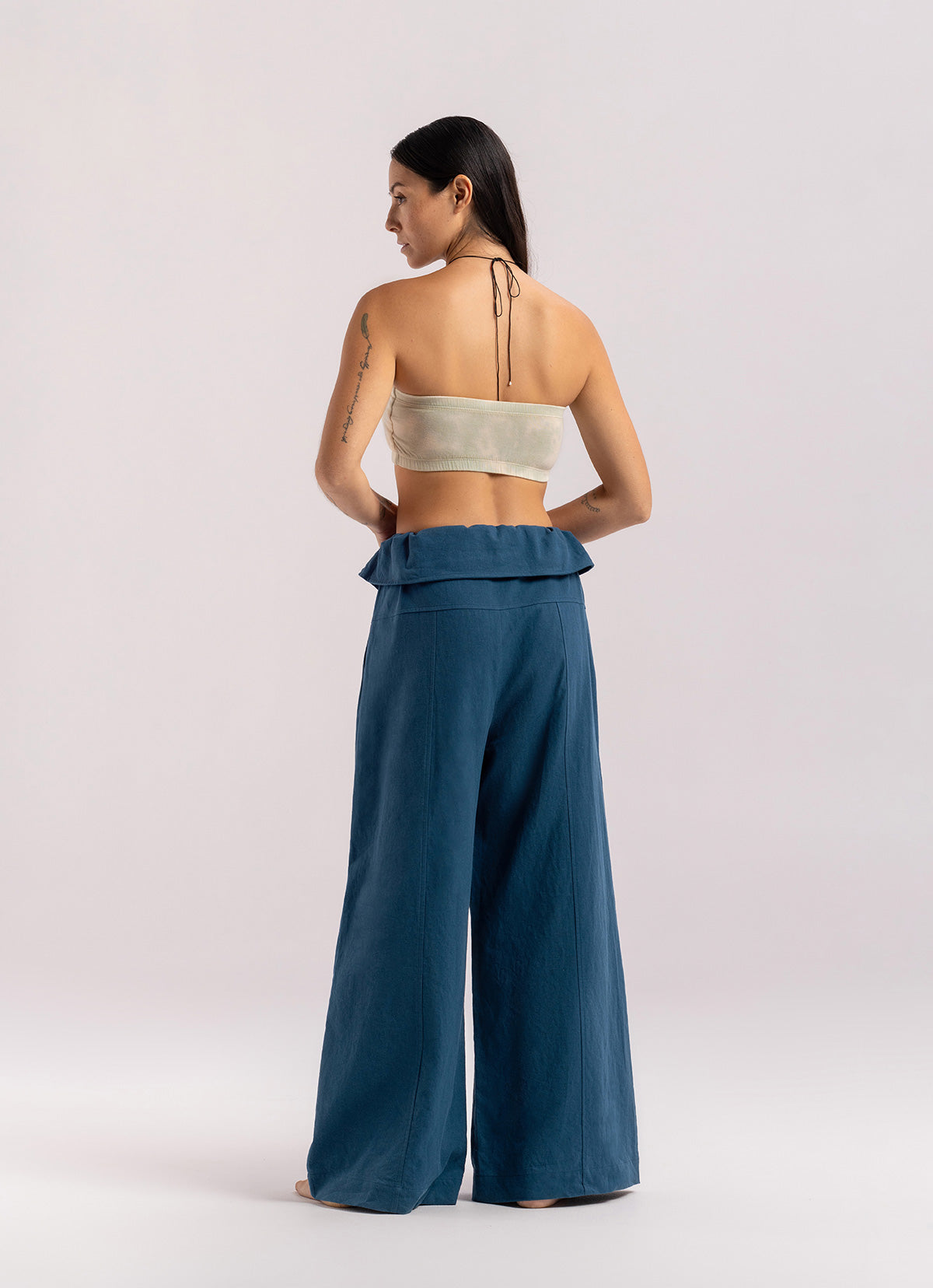 Linen string pants_Deep Blue