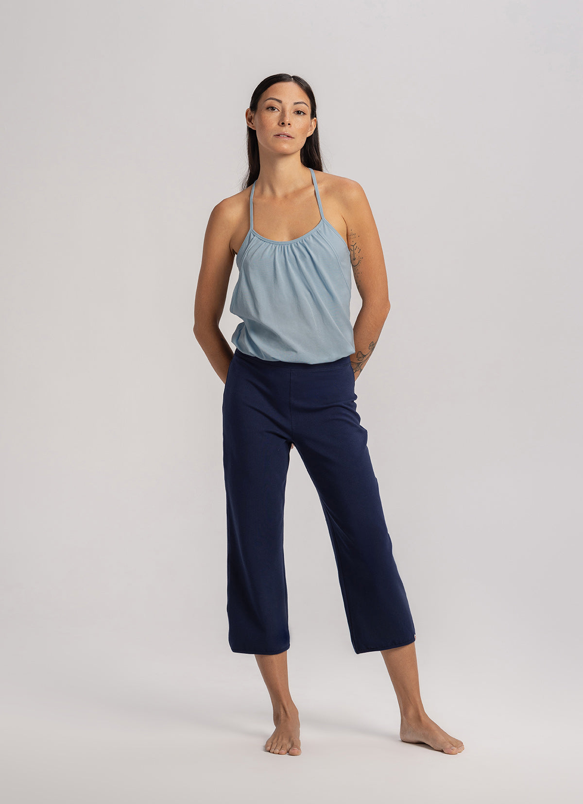 Layered halter tank top_Celestial Blue