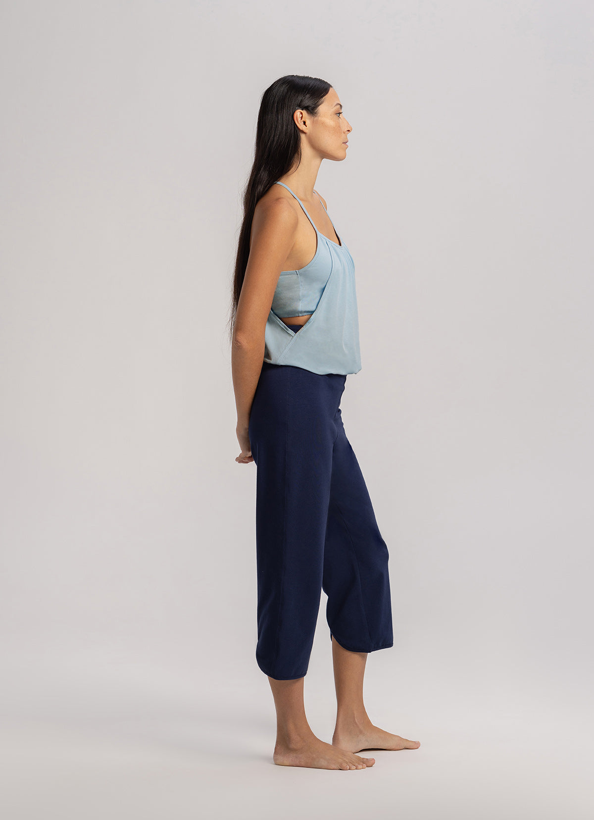 Layered halter tank top_Celestial Blue