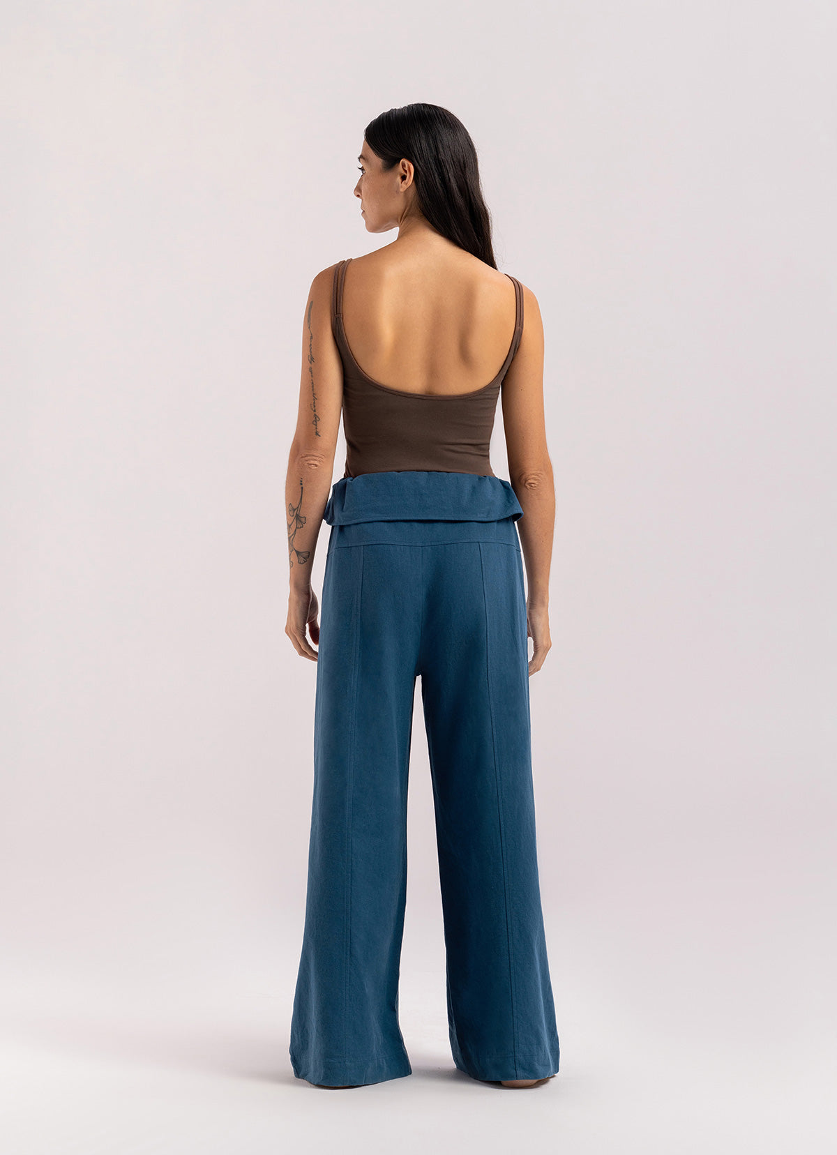 Linen string pants_Deep Blue