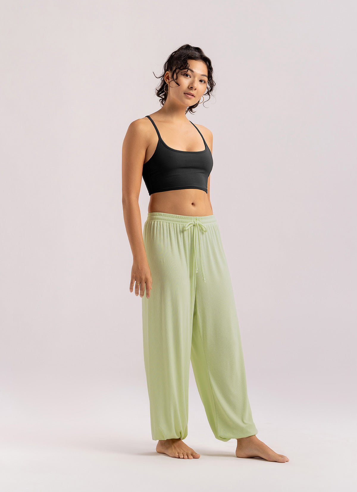 Rib jogger pants #1_Lime Cream