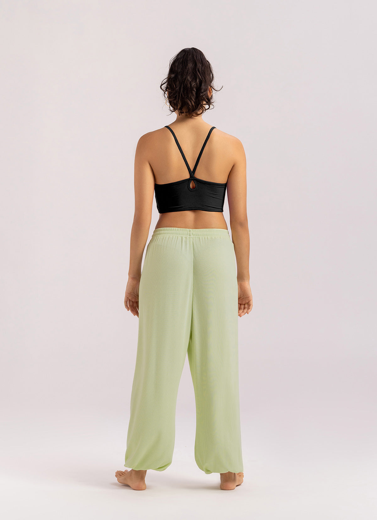 Rib jogger pants #1_Lime Cream