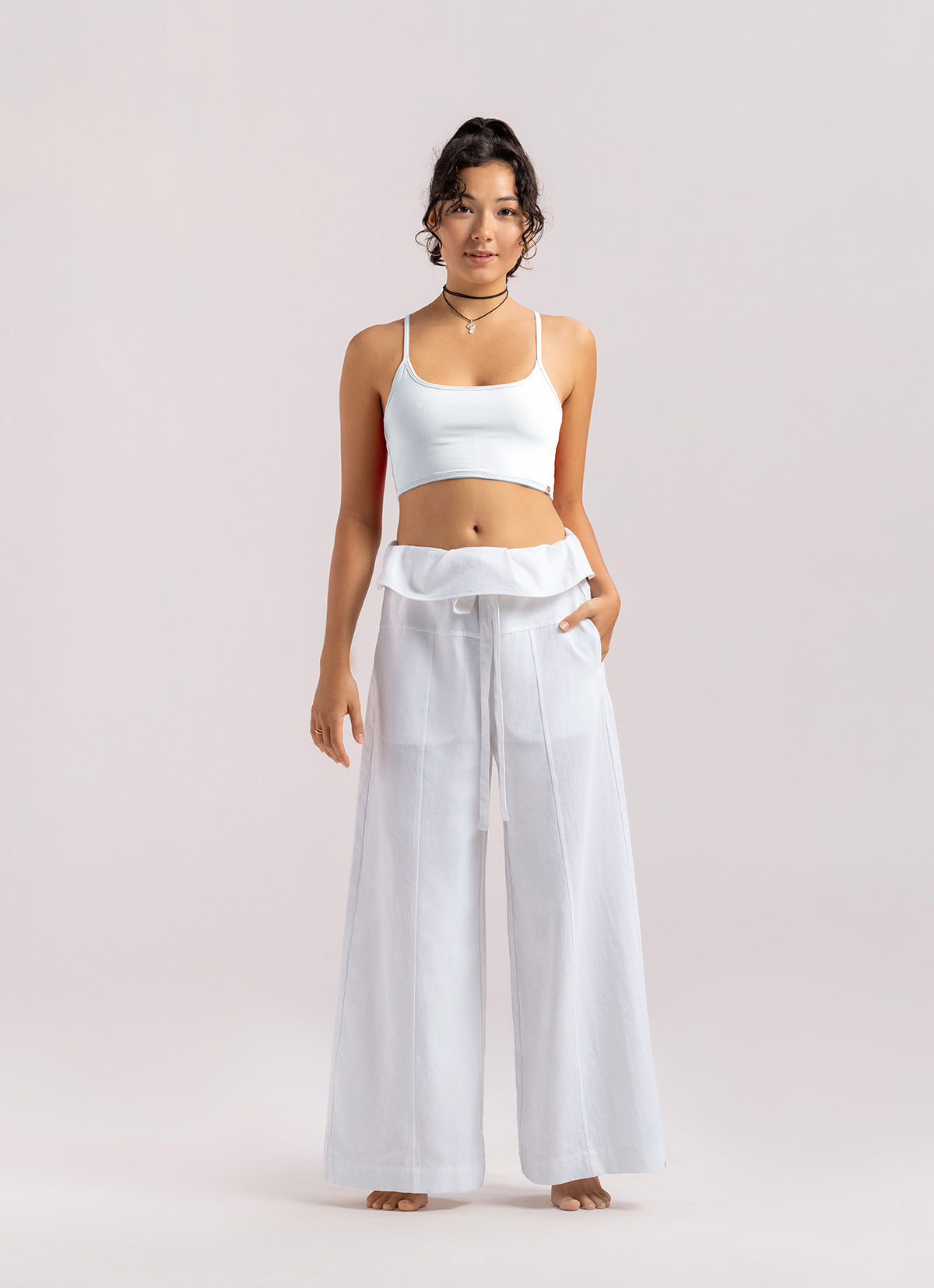 Linen string pants_White