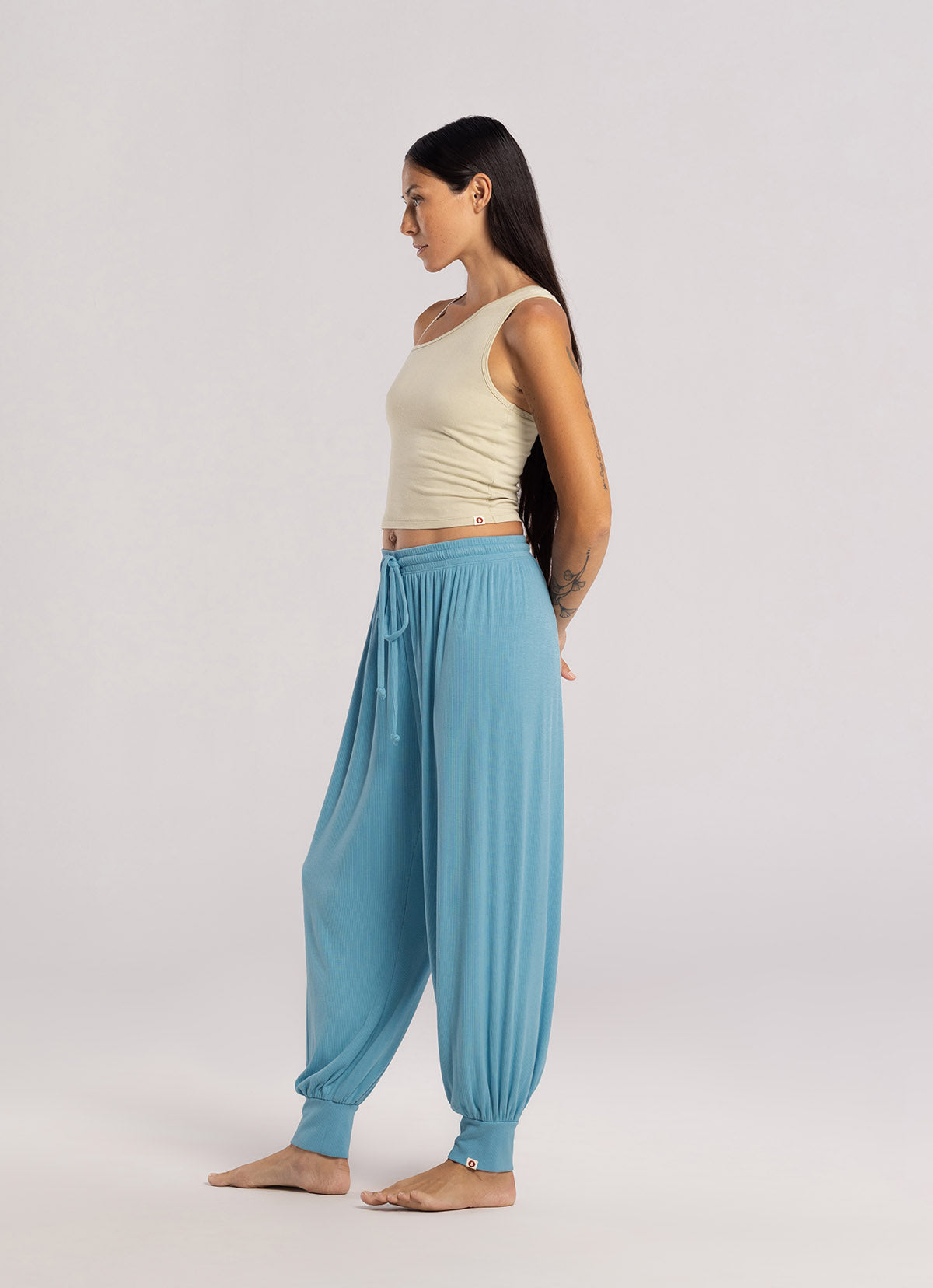 Rib jogger ankle pants_Delphinium Blue