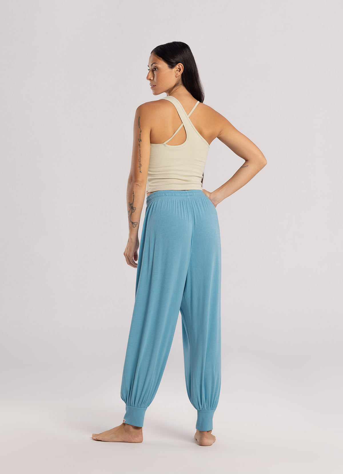 Rib jogger ankle pants_Delphinium Blue