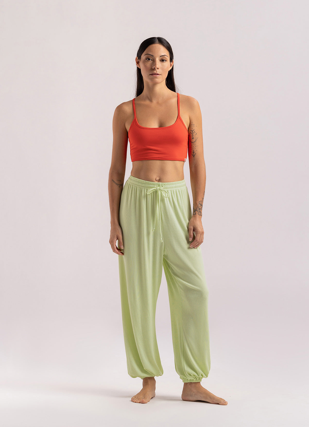 Rib jogger pants #1_Lime Cream