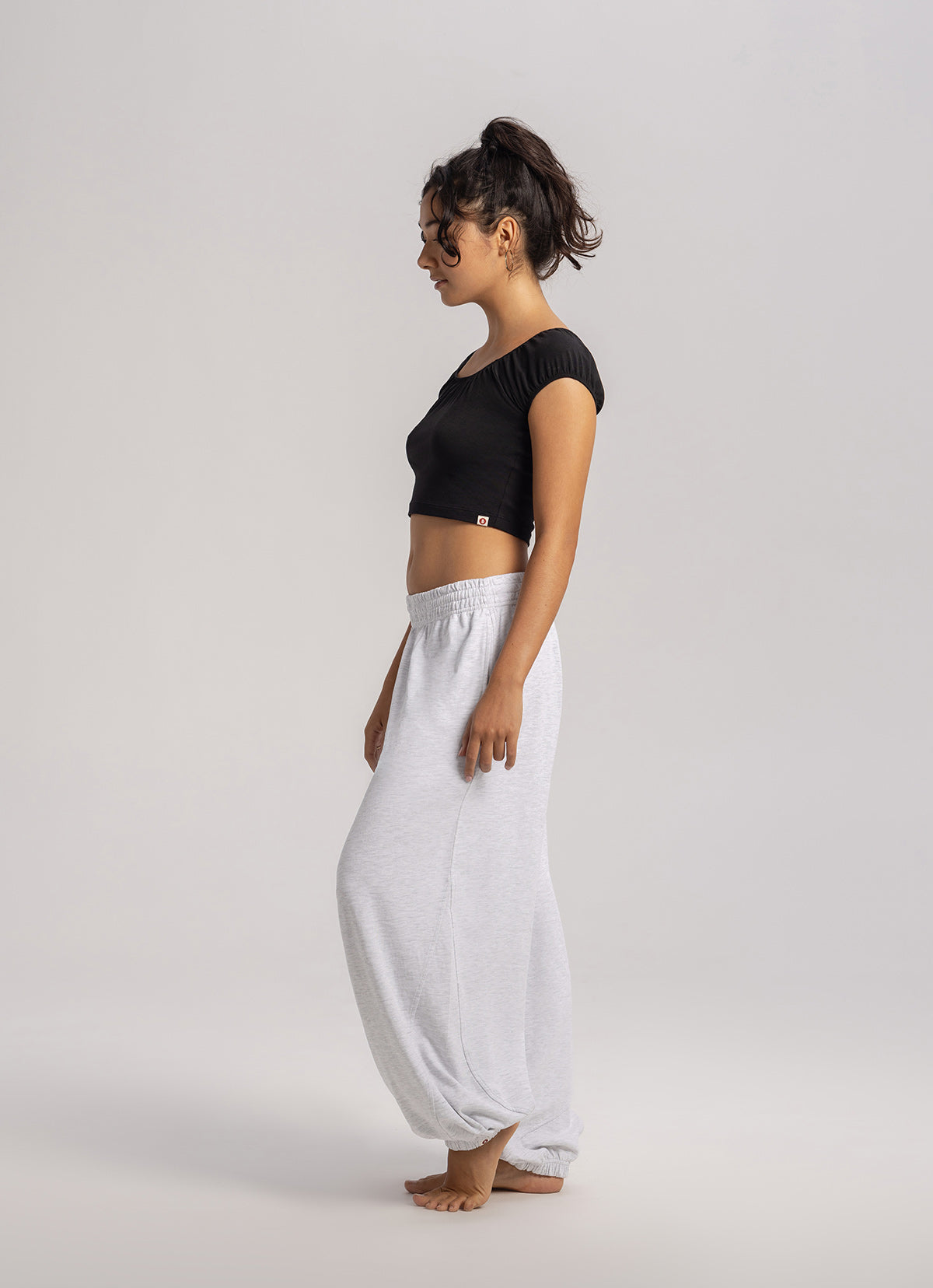 Diagonal jogger pants (Unisex)_Melange Grey