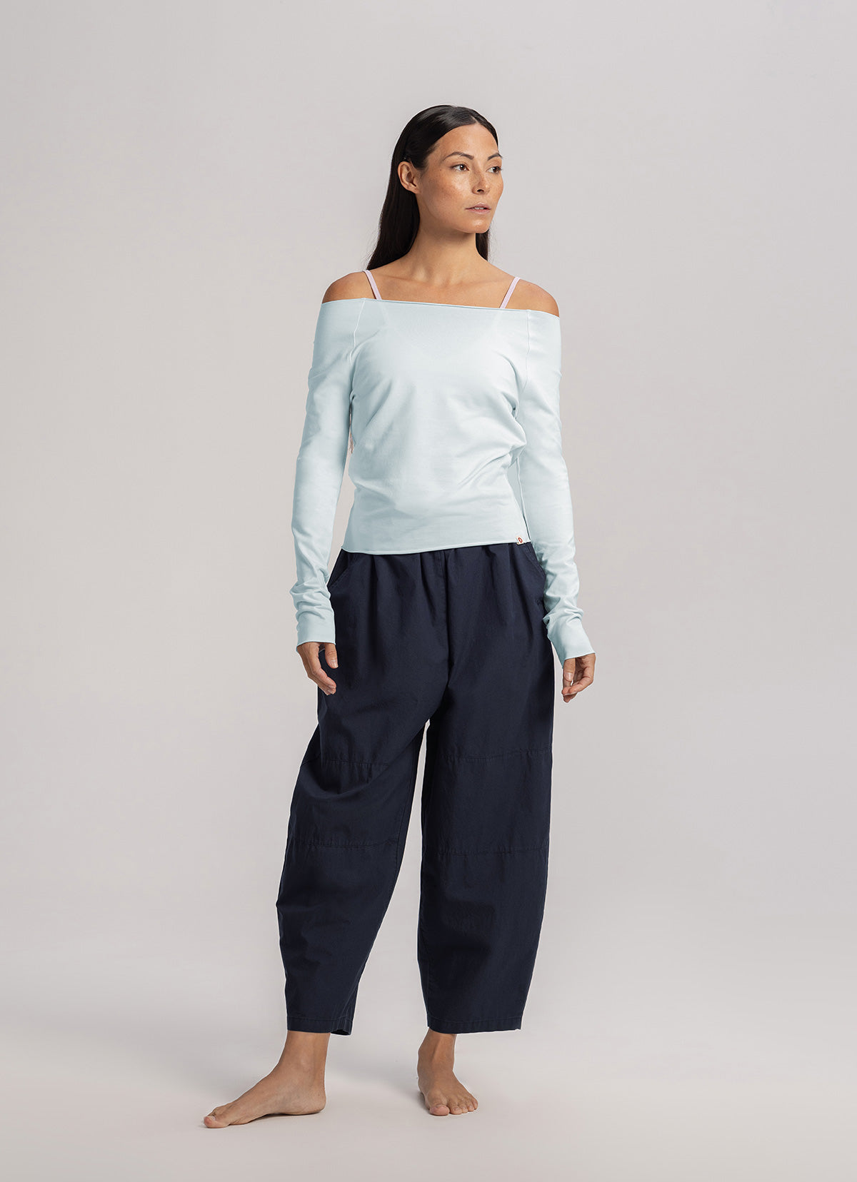 Boat neck long sleeve top_Ice Melt