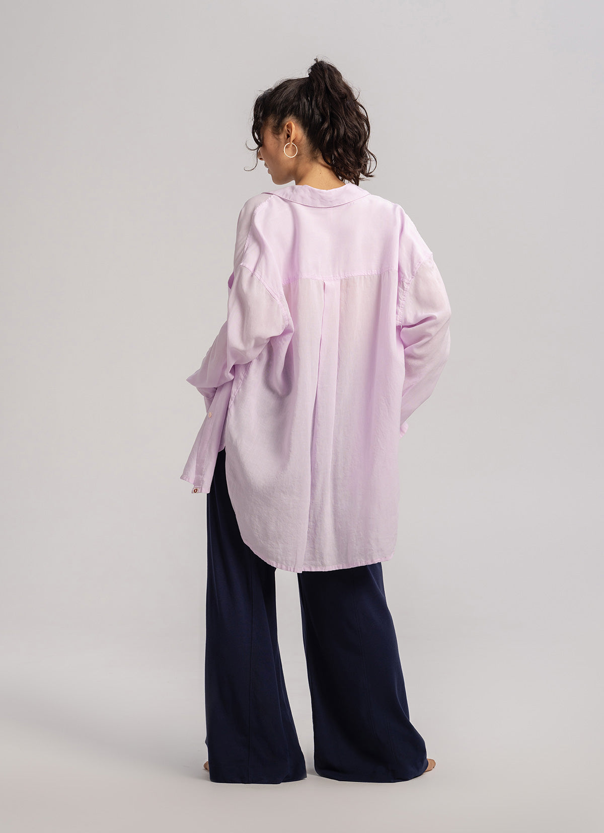 Linen oversized button up shirts #2_Lavender