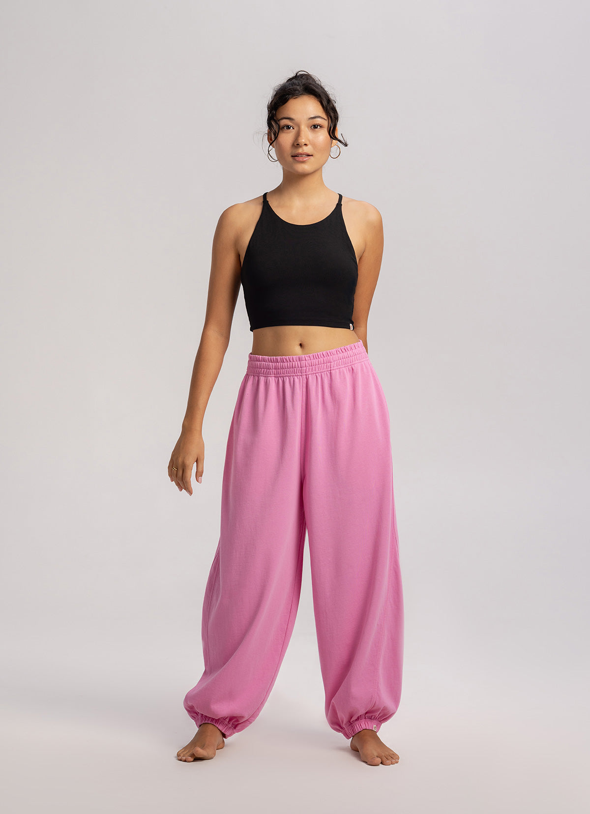 Diagonal jogger pants (Unisex)_Pink