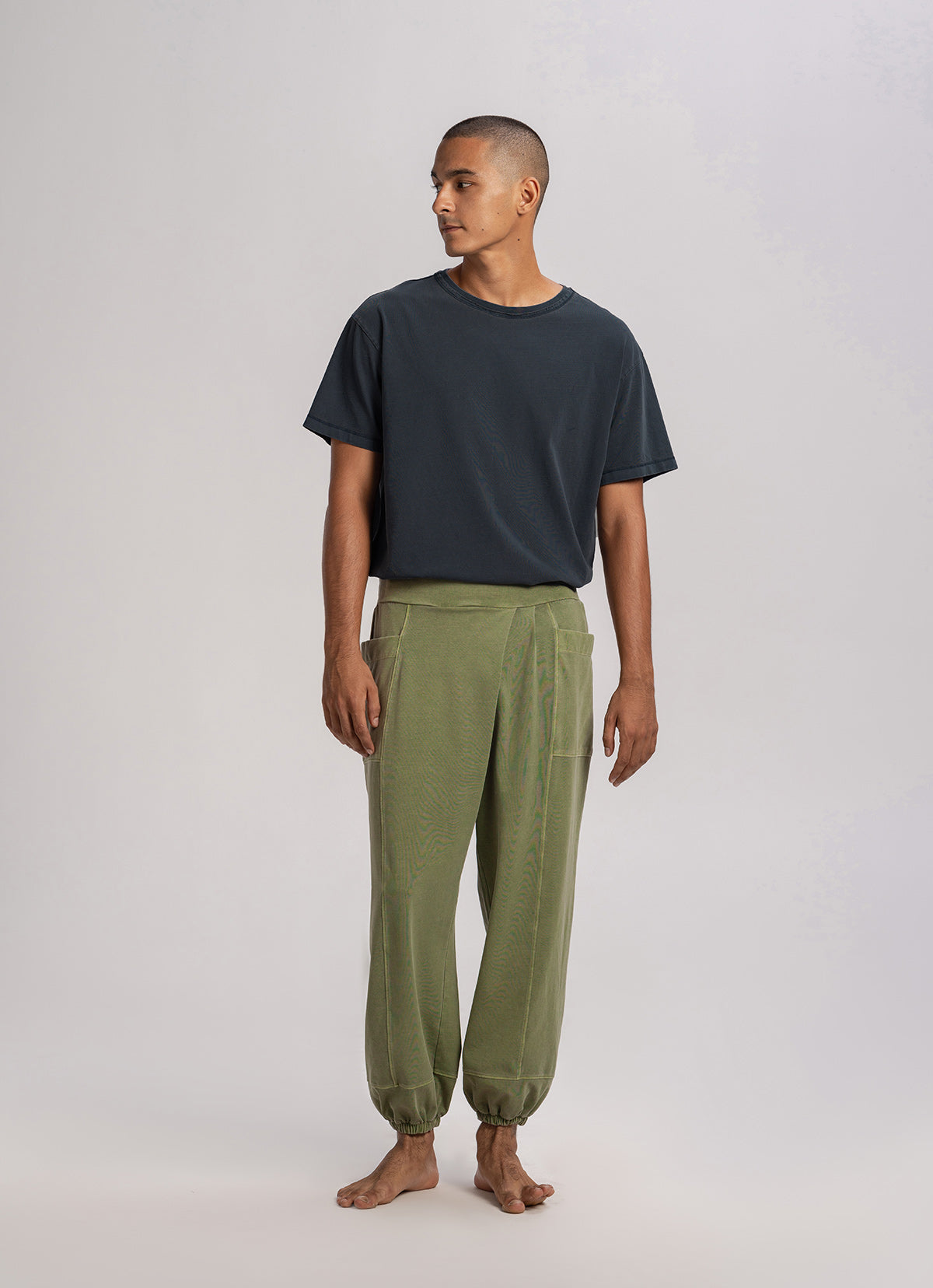 Wrap pocket pants (Unisex)_Olive