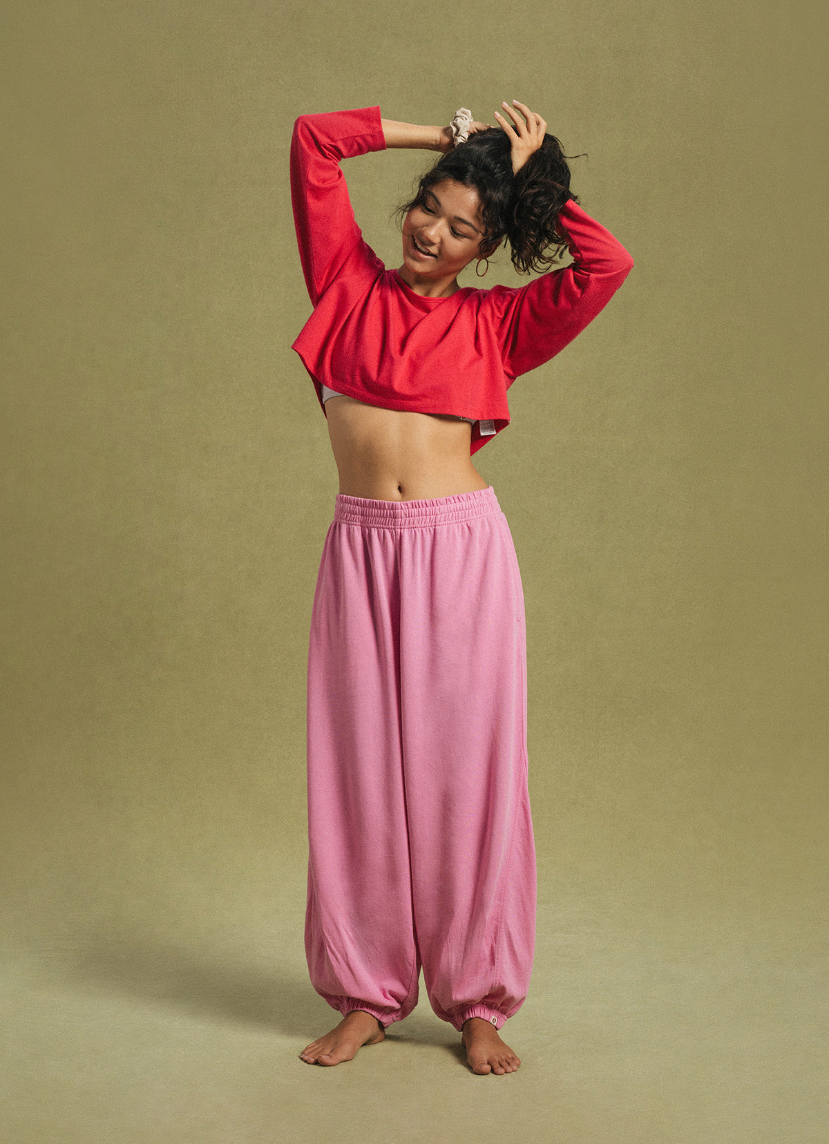 Diagonal jogger pants_Pink