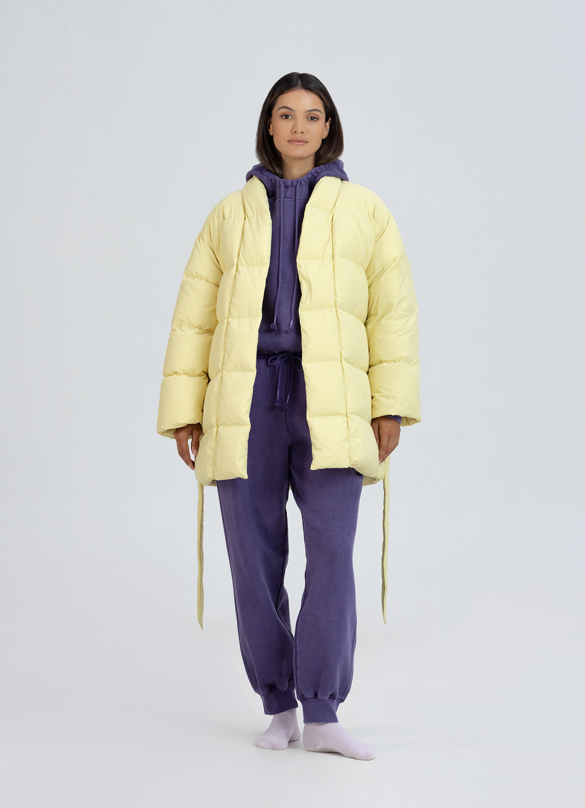 Puffer Robe Colorful BM Puffer Robe_Golden Mist – BUDHI MUDRA GLOBAL