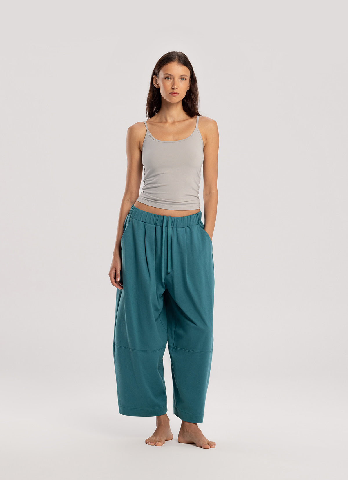 Wide panel pants (Unisex)_Turquoise