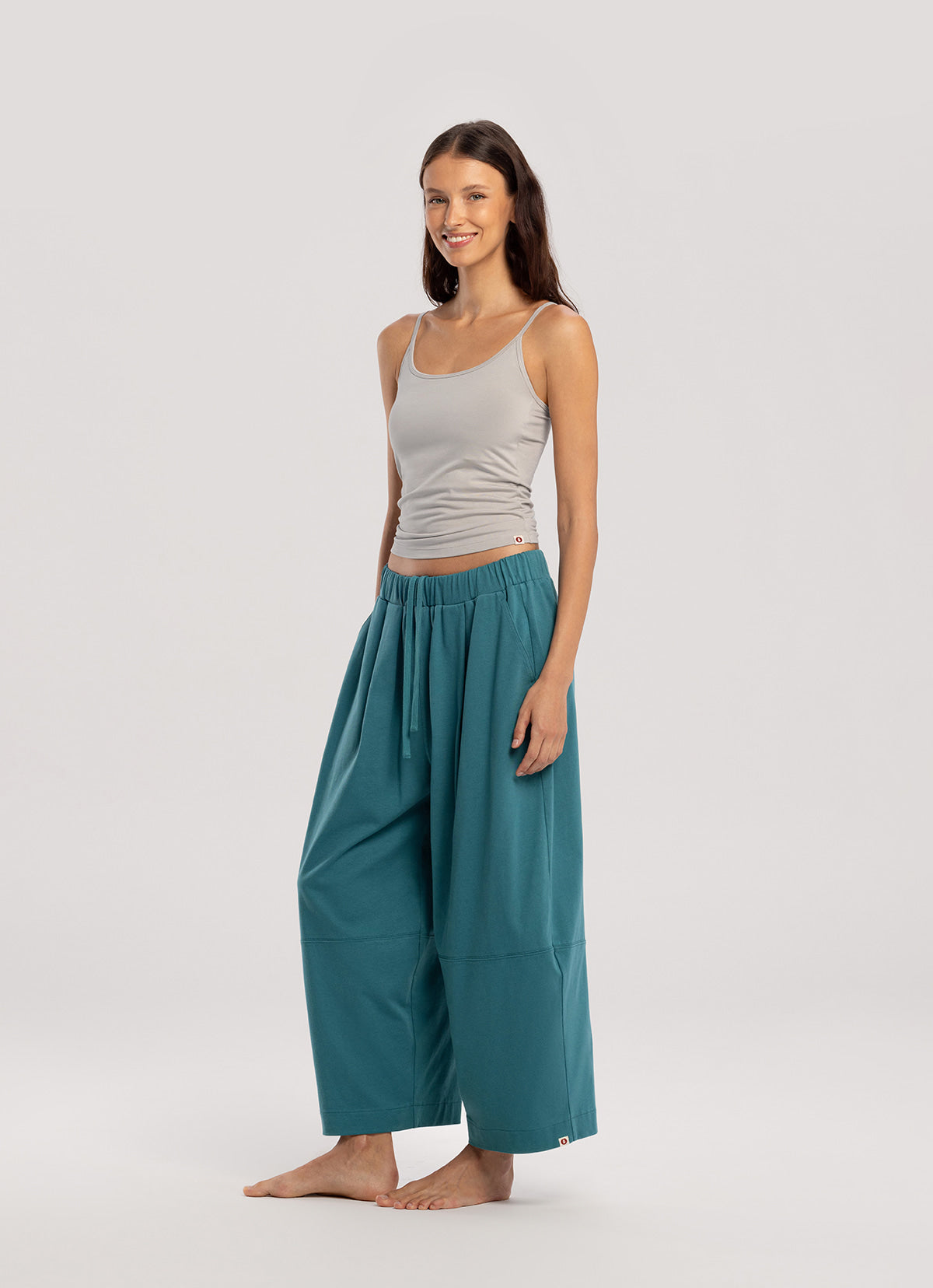 Wide panel pants (Unisex)_Turquoise