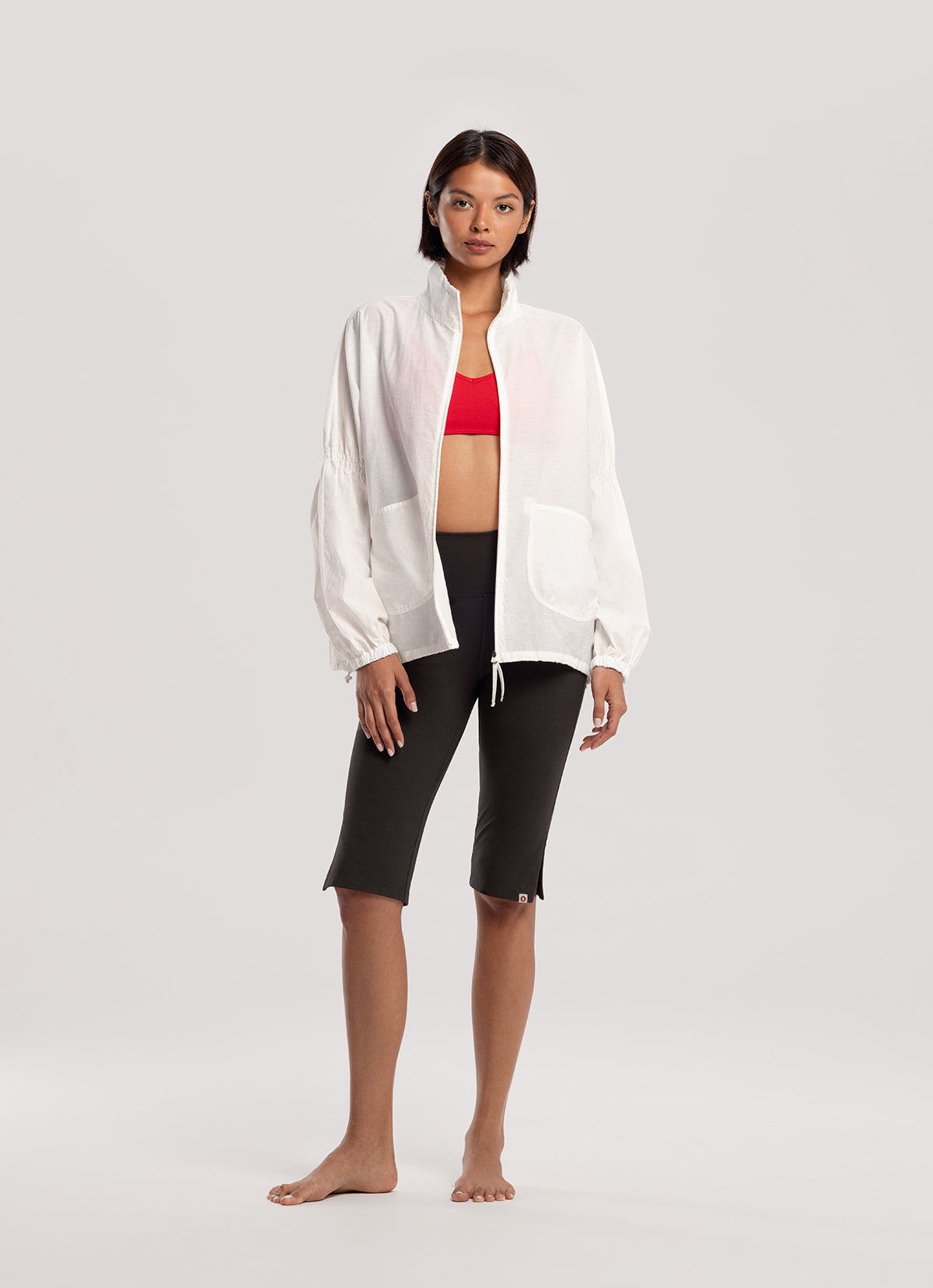 Shirring zip-up jacket_White