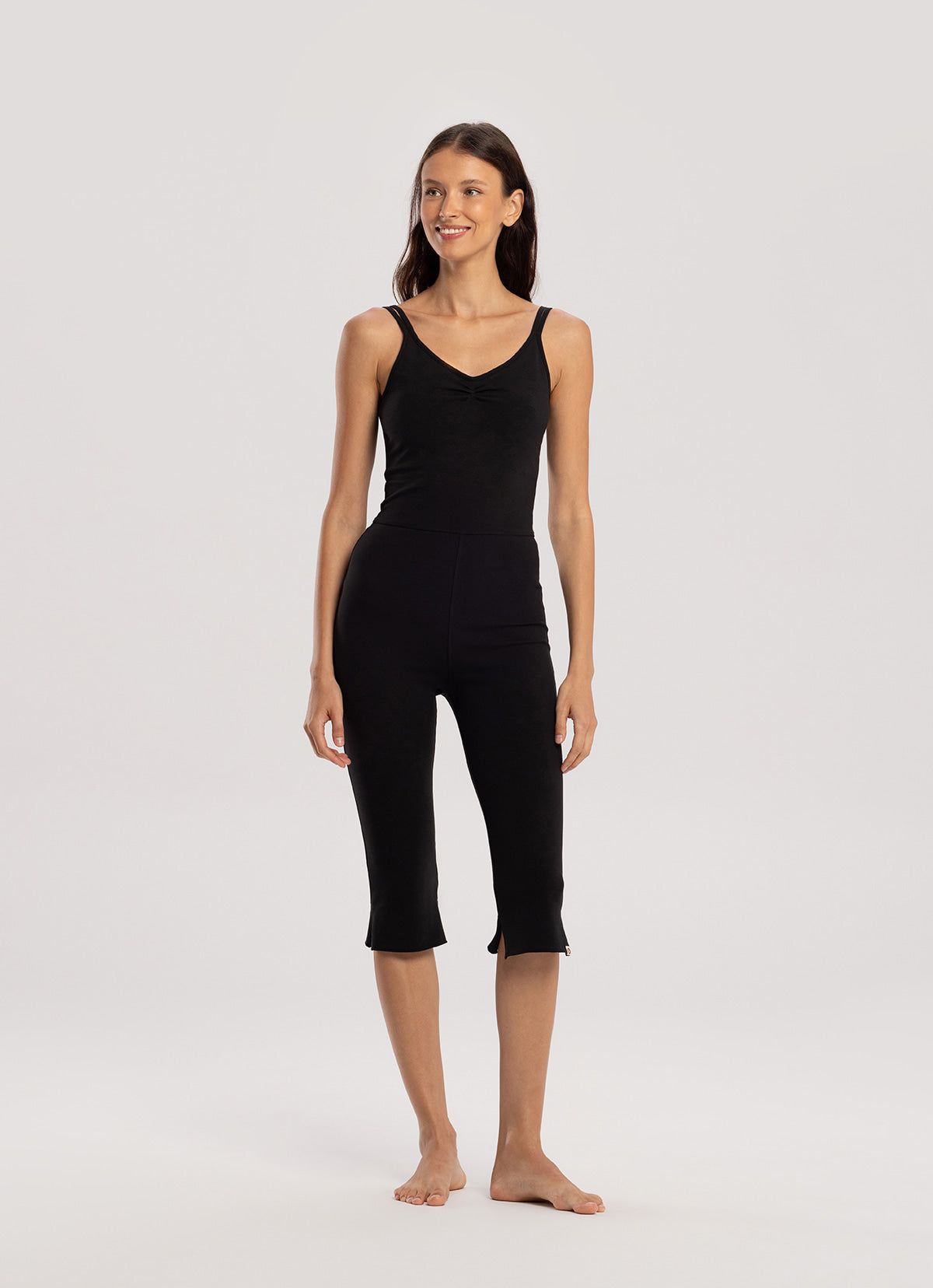 Mid shirring jumpsuit_Black