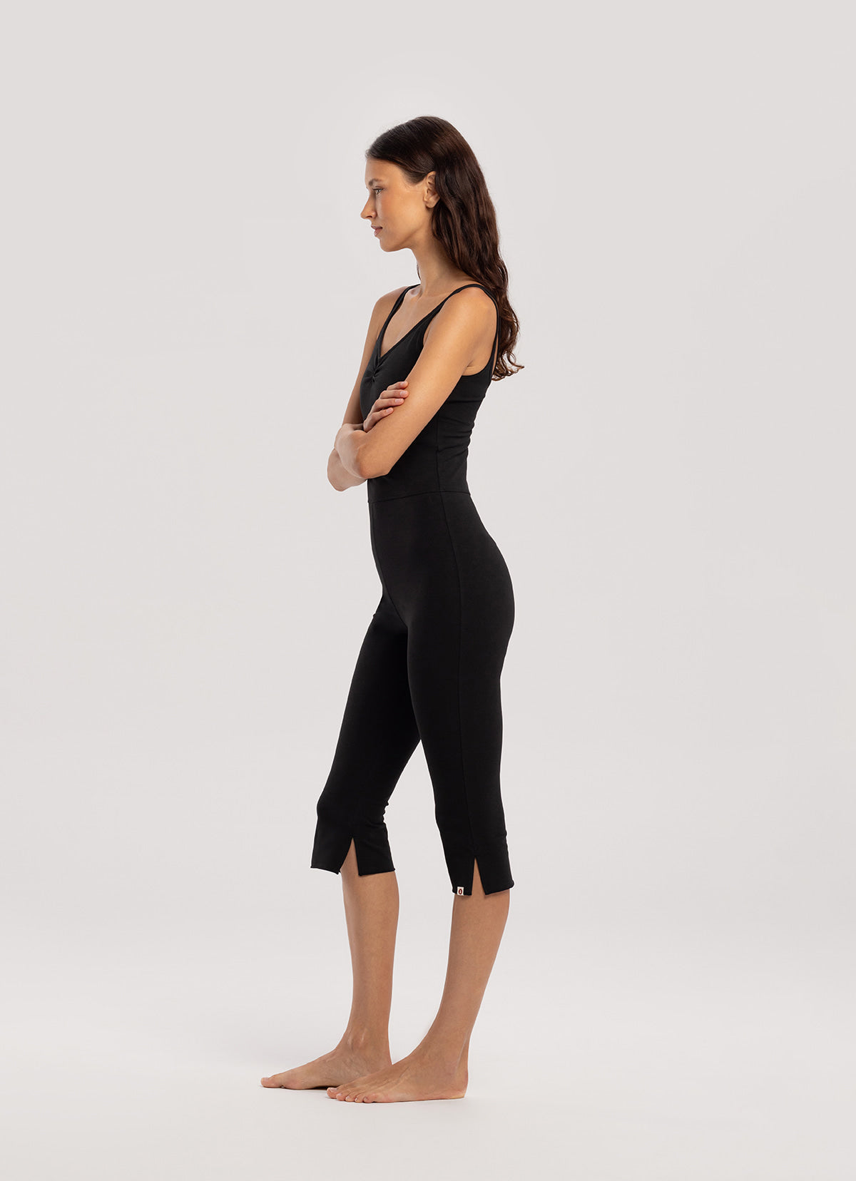 Mid shirring jumpsuit_Black