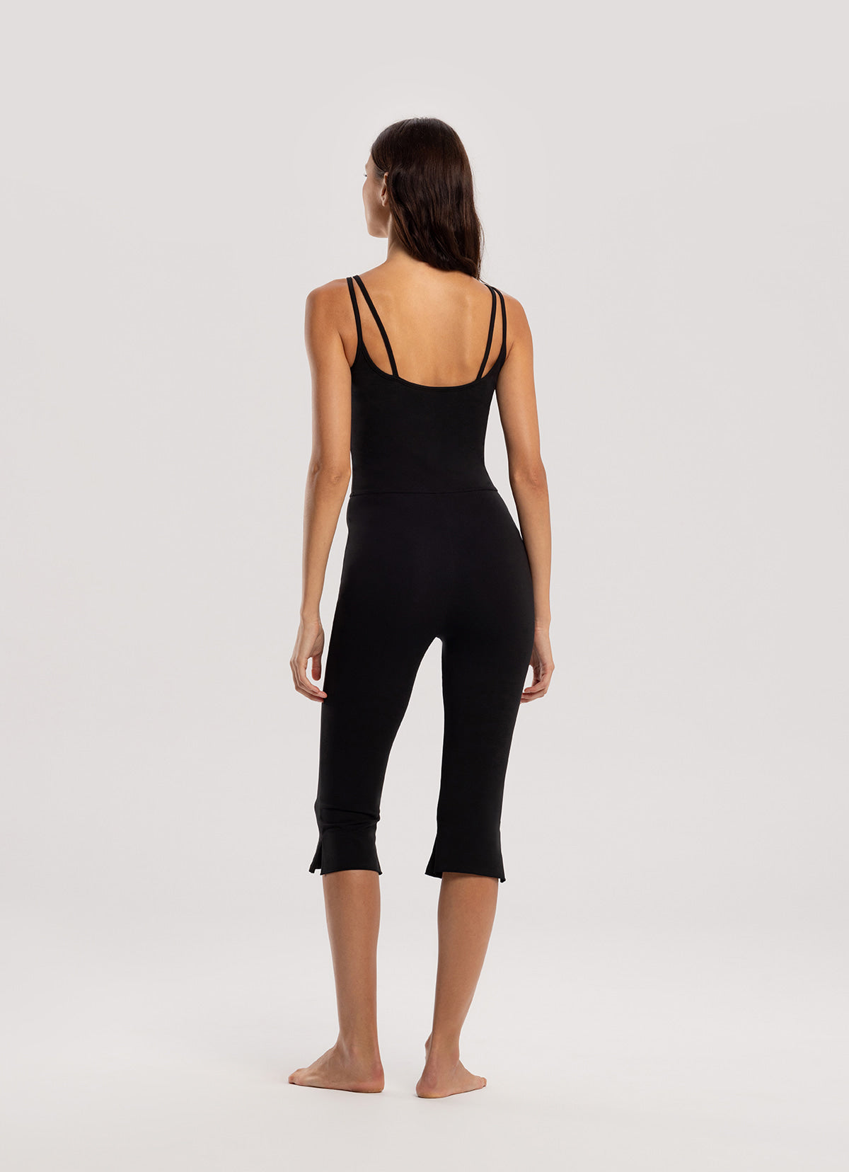 Mid shirring jumpsuit_Black