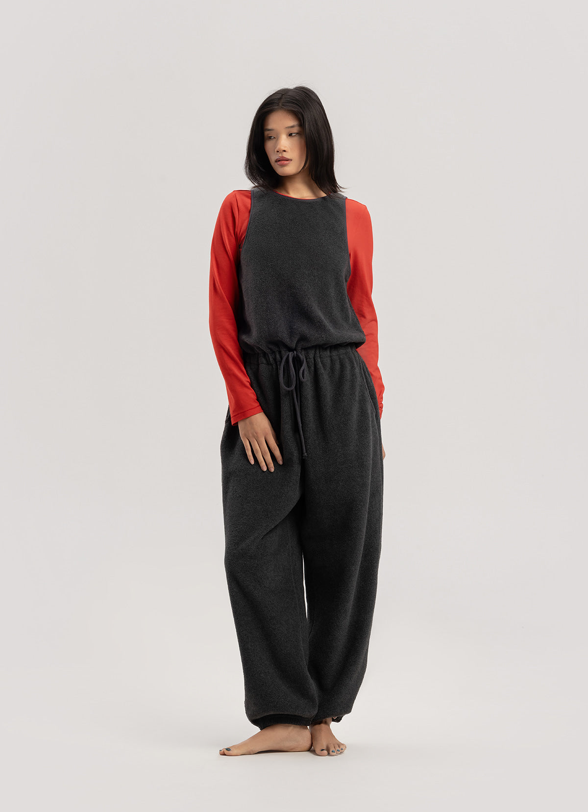 Fleece overalls_Melange Grey