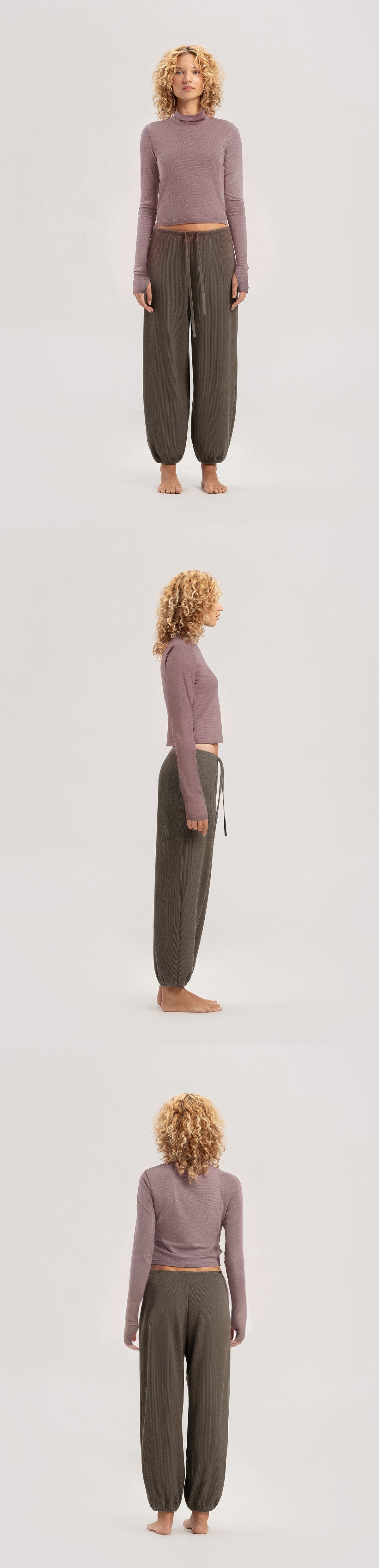 Rolled turtleneck long sleeve_Pink Multi