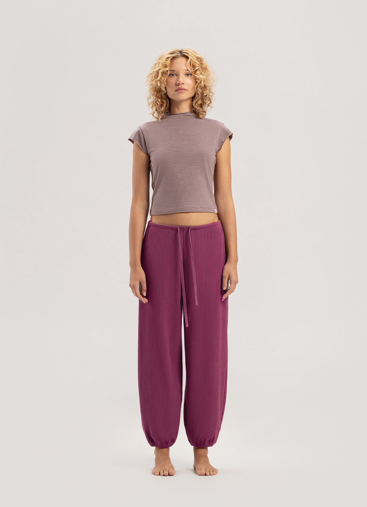 High neck cap sleeve_Pink Multi