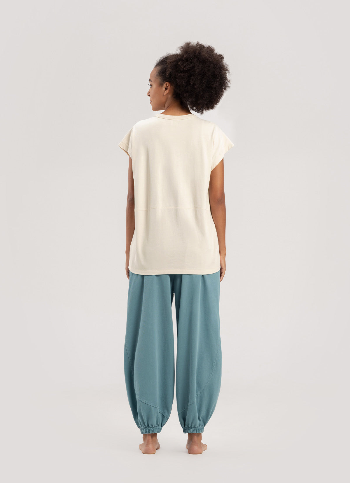 Diagonal jogger pants (Unisex)_Smoke Blue