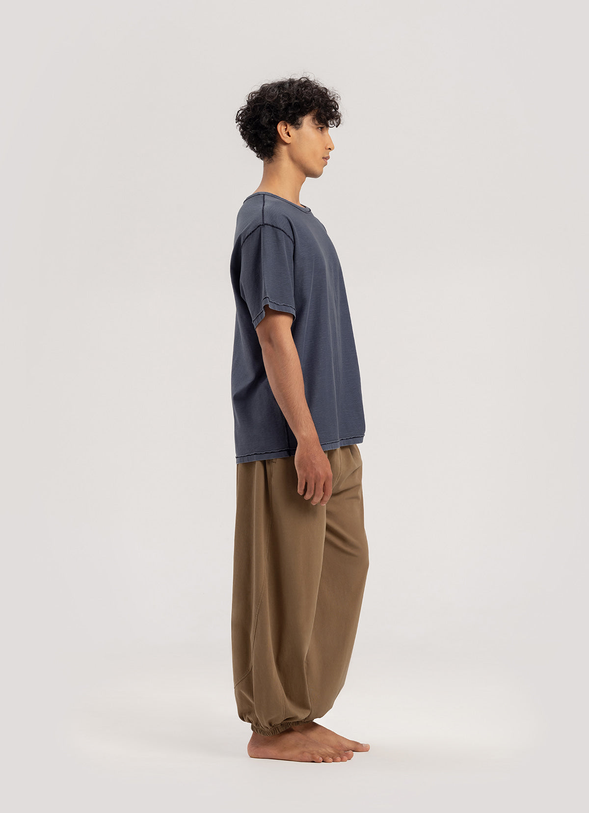 Diagonal jogger pants (Unisex)_Coca Mocha
