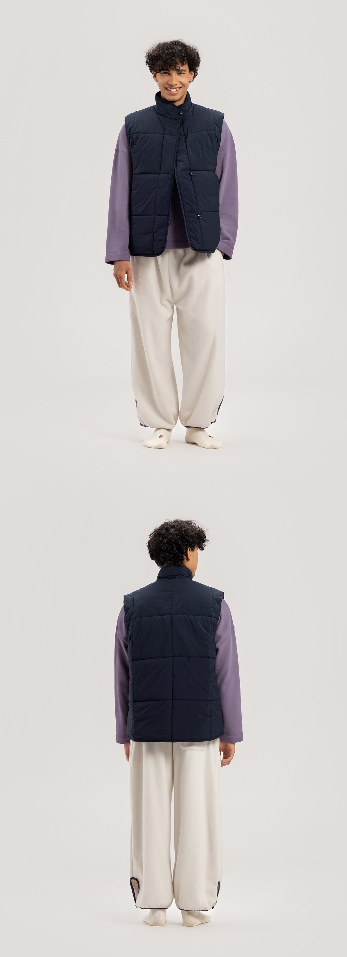 Grid padded vest (Unisex)_Sky Captain