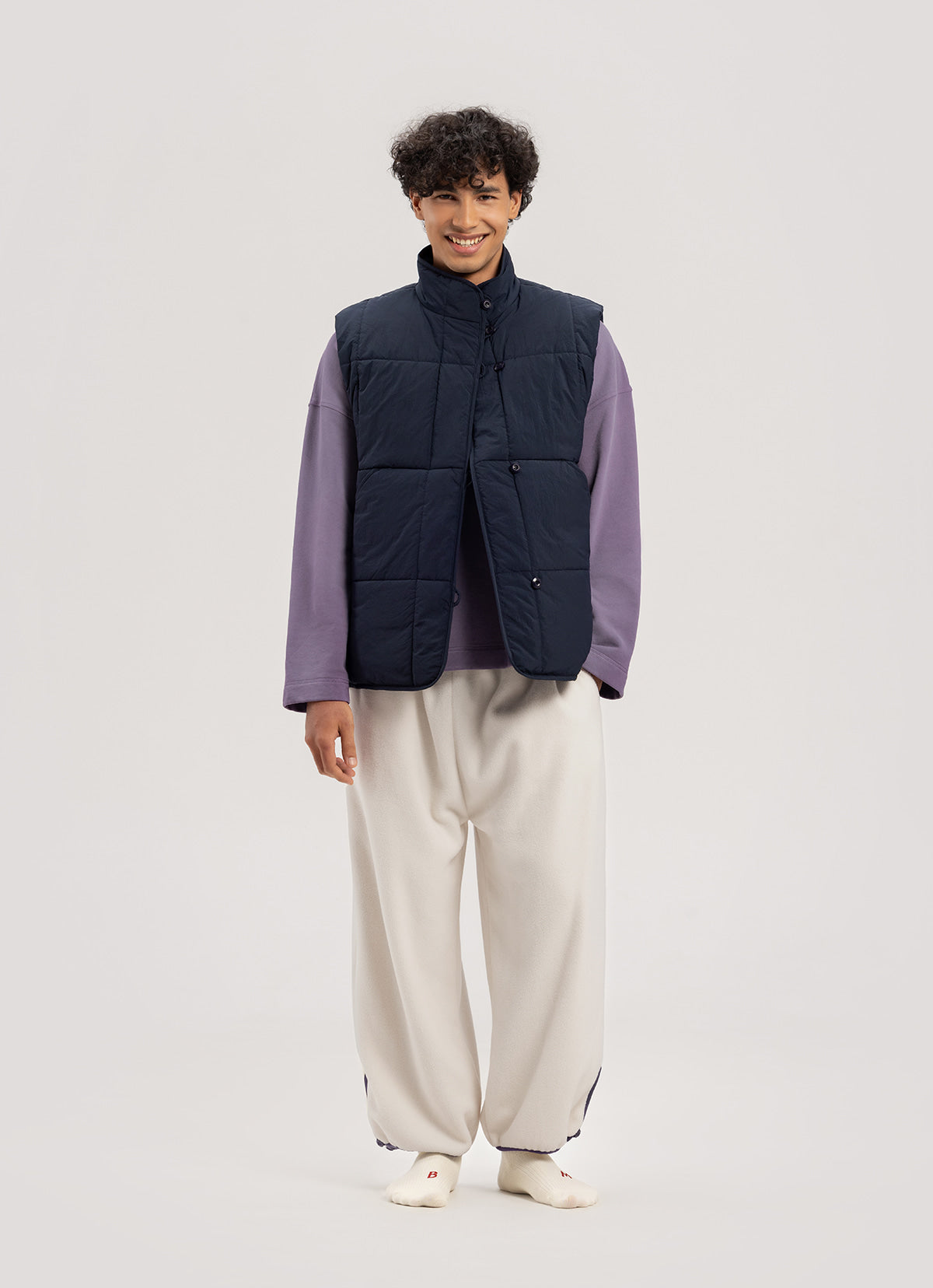 Button fleece pants (Unisex)_Turtledove